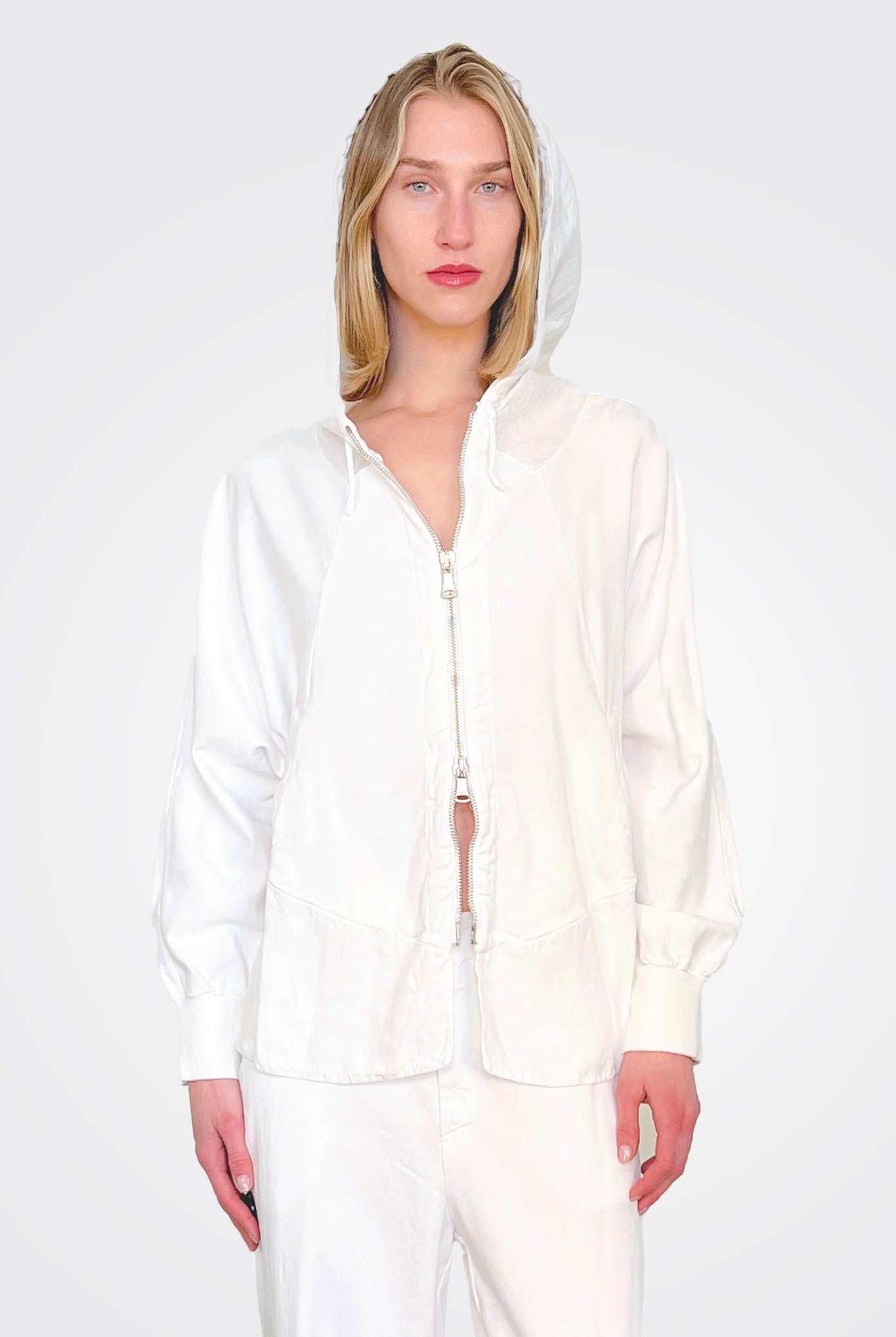 Oversized Zip Hoodie - White by Transit Par-Such — alternate view