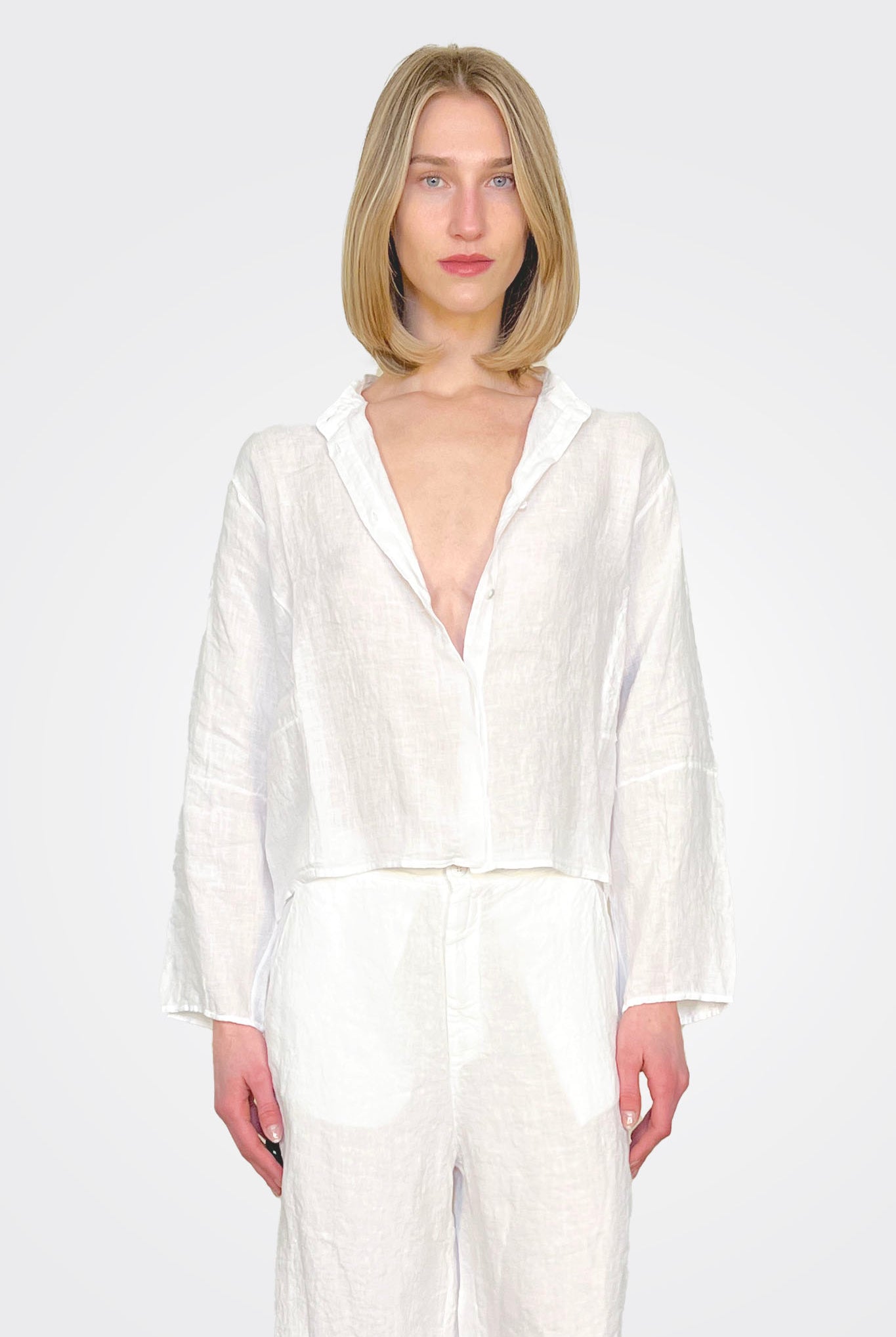 Crop Boxy Shirt - White by Transit Par-Such — alternate view
