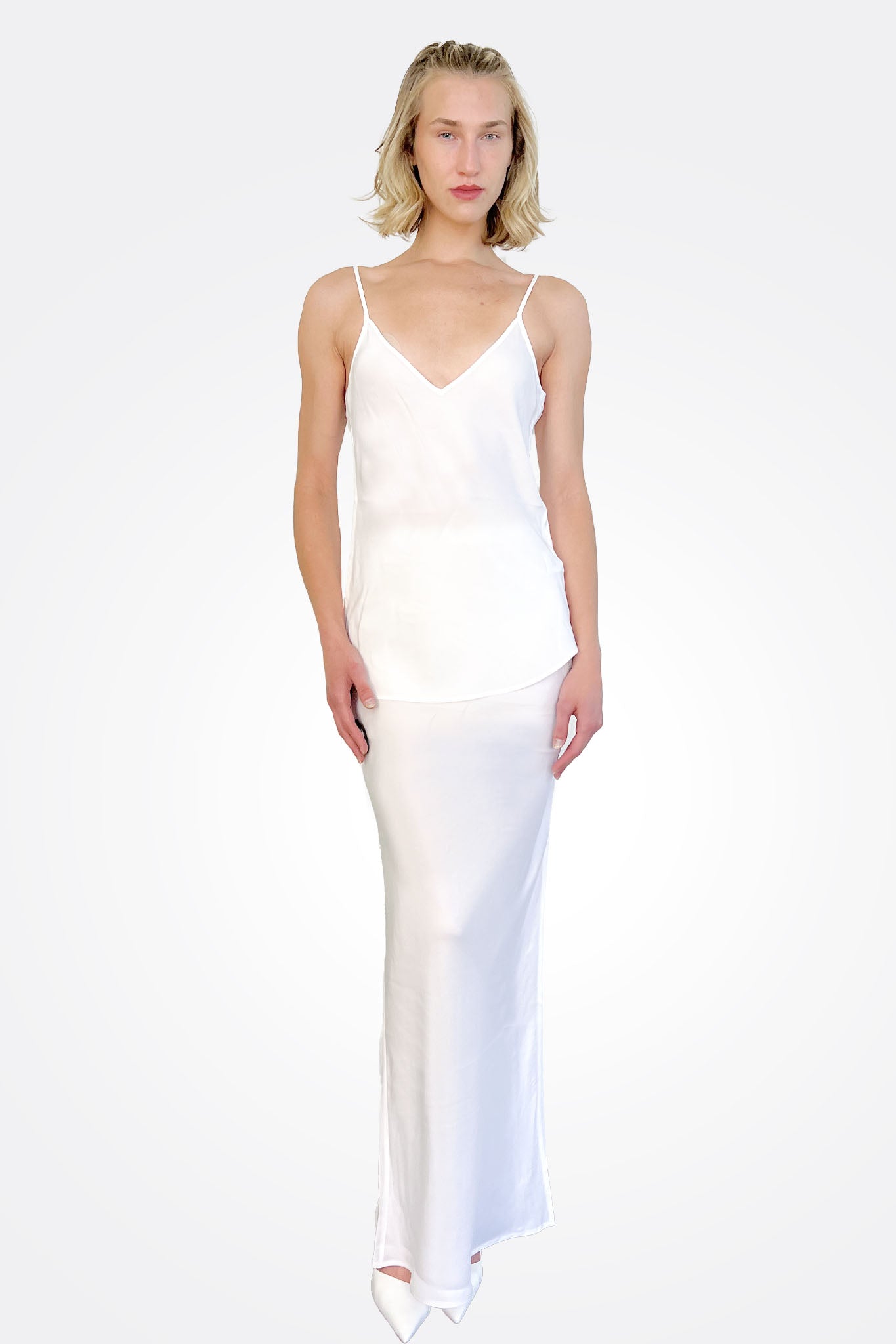 Wyanetta Silk Cami - White by Elaine Kim — view 3
