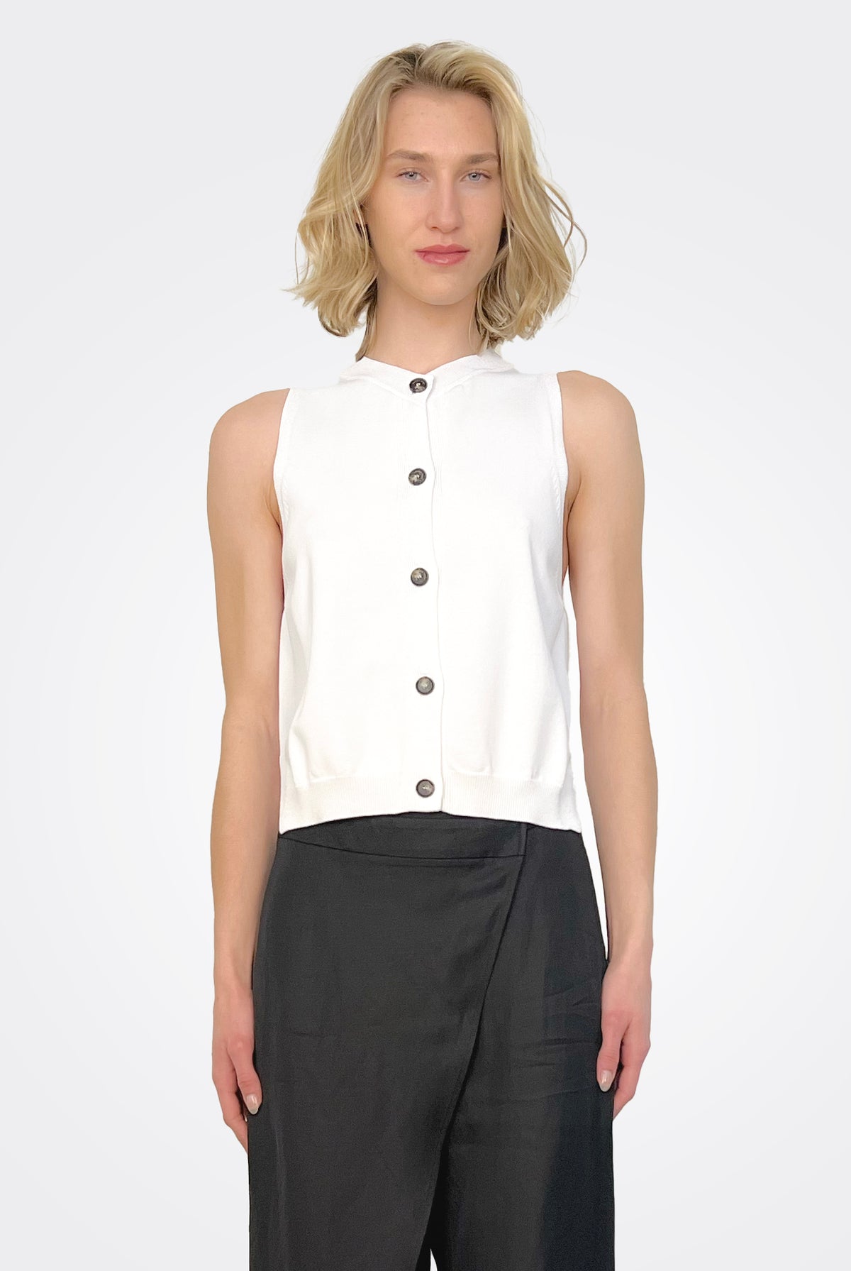V Neck Waistcoat - Bianco by Liviana Conti — alternate view