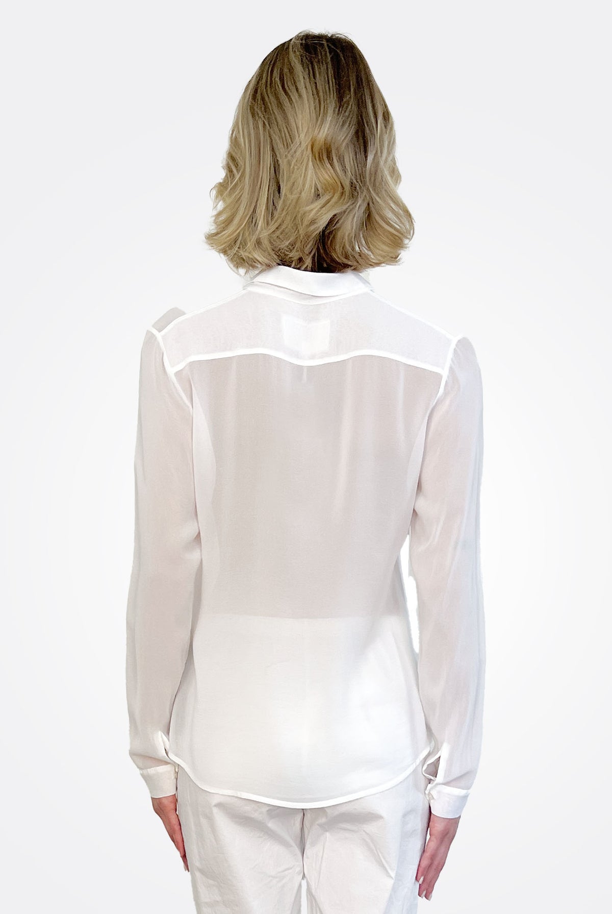 Pocket Silk Button Down - White by Private 0204 — view 3