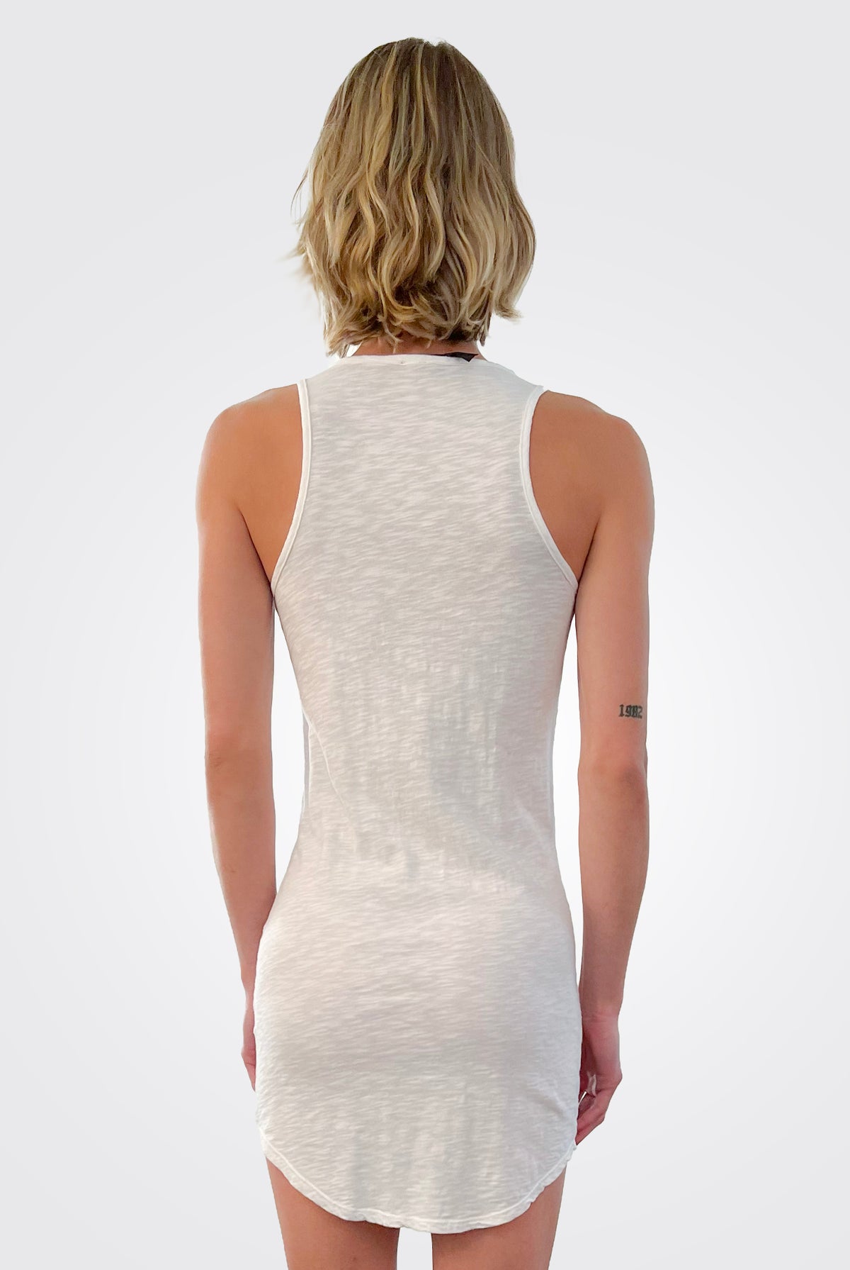 Cut V Easy Dress - White by Bobi — view 3