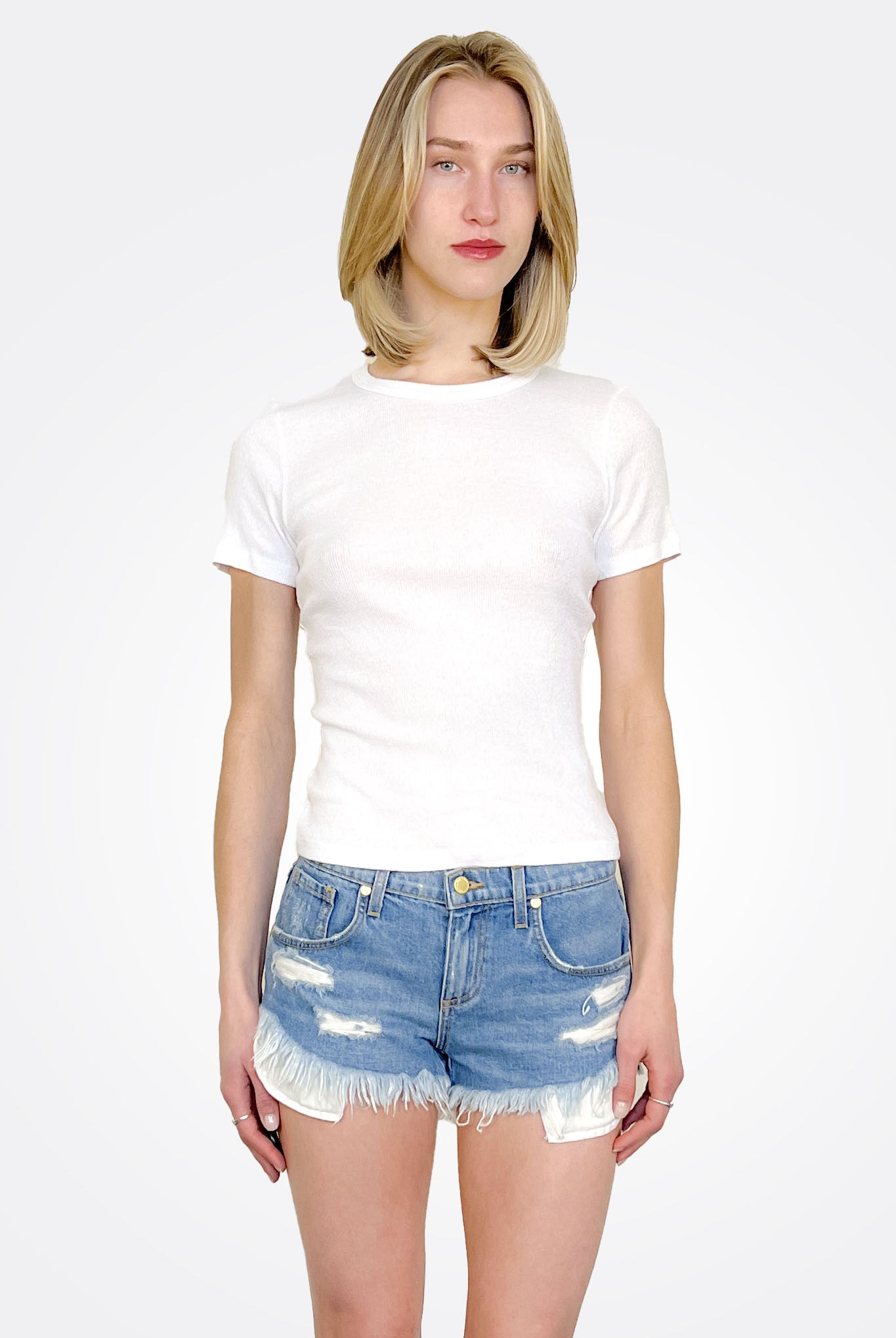 Lani Shine Crew Neck Tee - White by Michael Stars | 25 South Boutiques