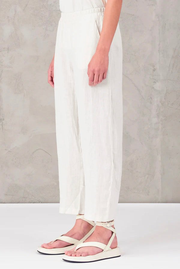 Linen Elastic Waist Trousers - White by Transit Par-Such — view 4