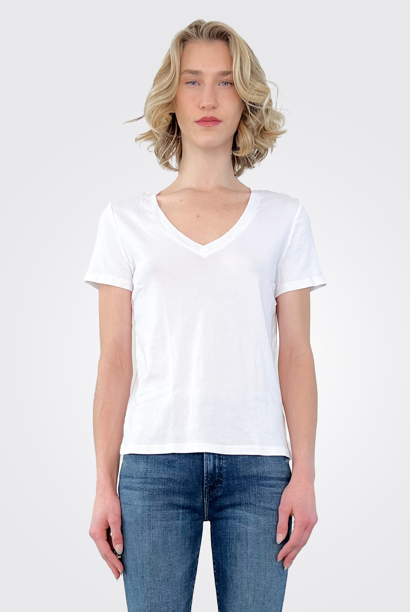 Dylan Classic V Tee - White by Michael Stars — alternate view
