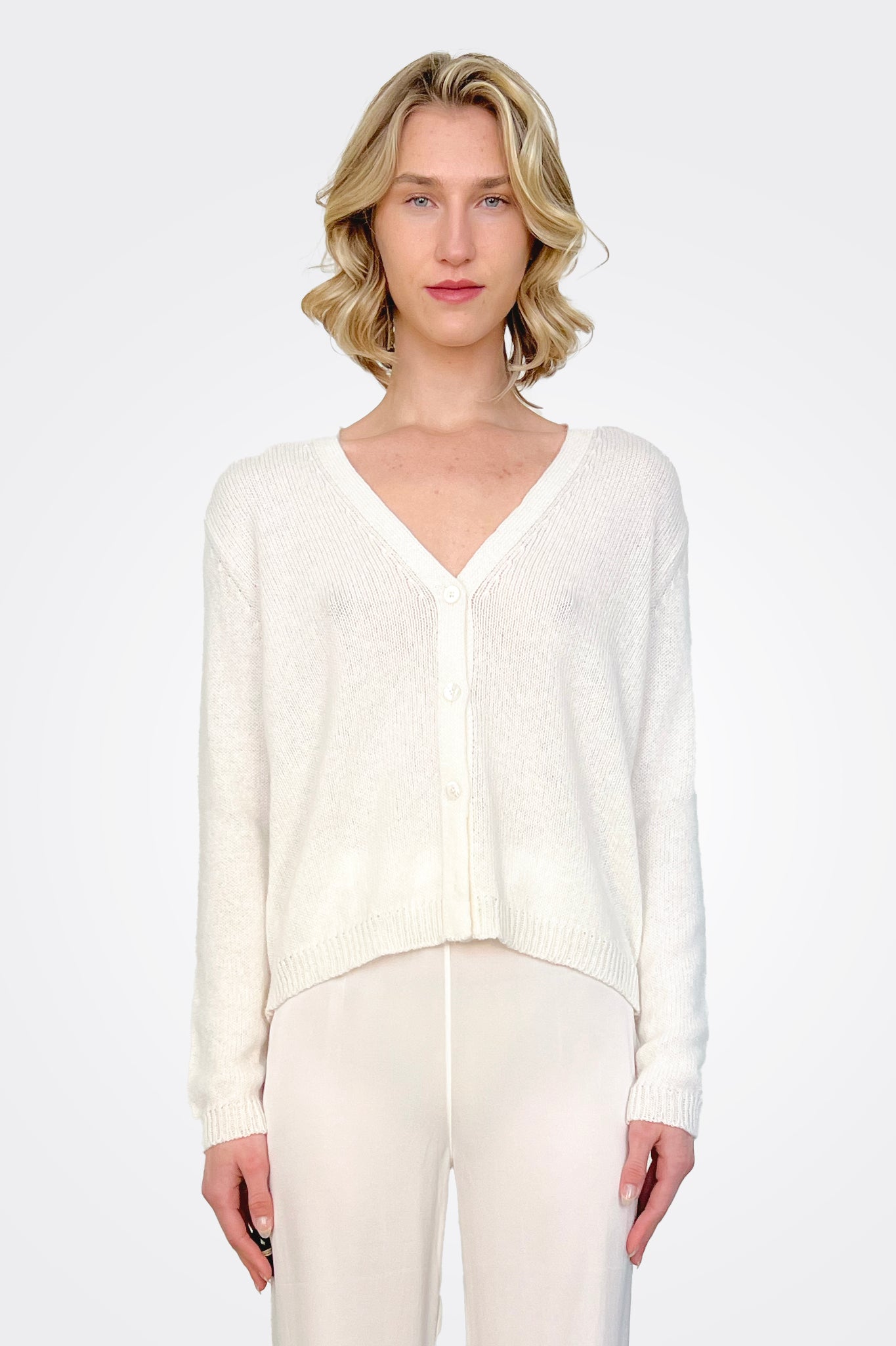 Cashmere Cardigan - White by Private 0204 — alternate view