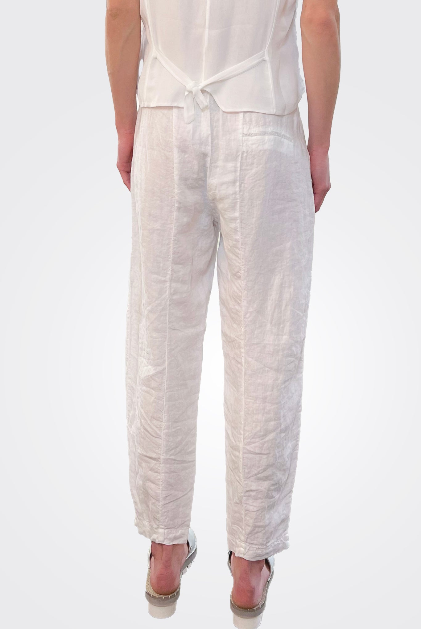 Comfort Fit Linen Trousers - White by Transit Par-Such — view 4