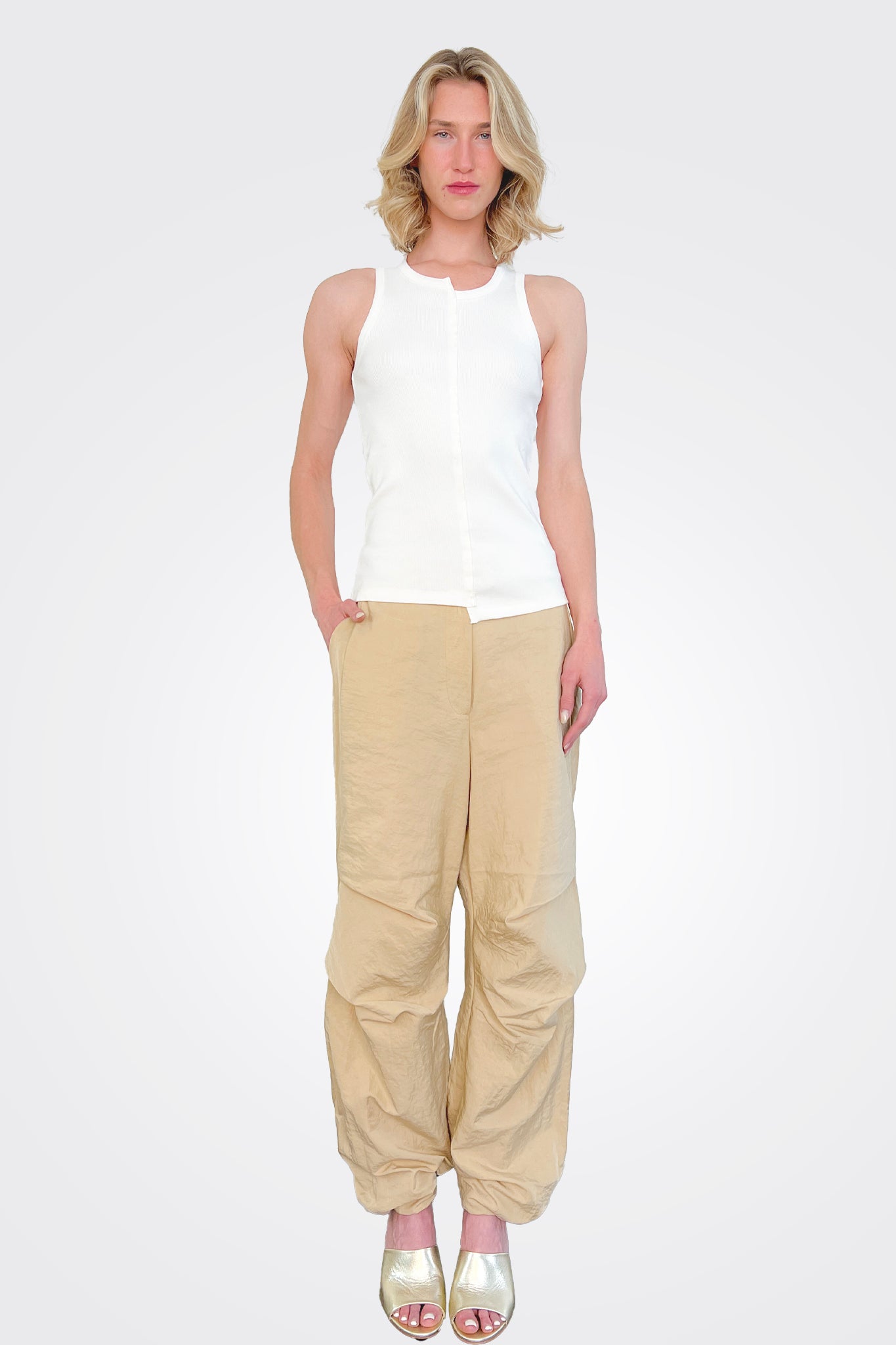Hellin Jersey Rib Tank - Ecru by Rabens Saloner — alternate view