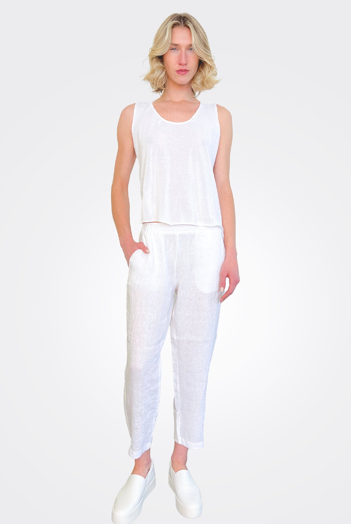 Round Neck Tank - White by Transit Par-Such — alternate view