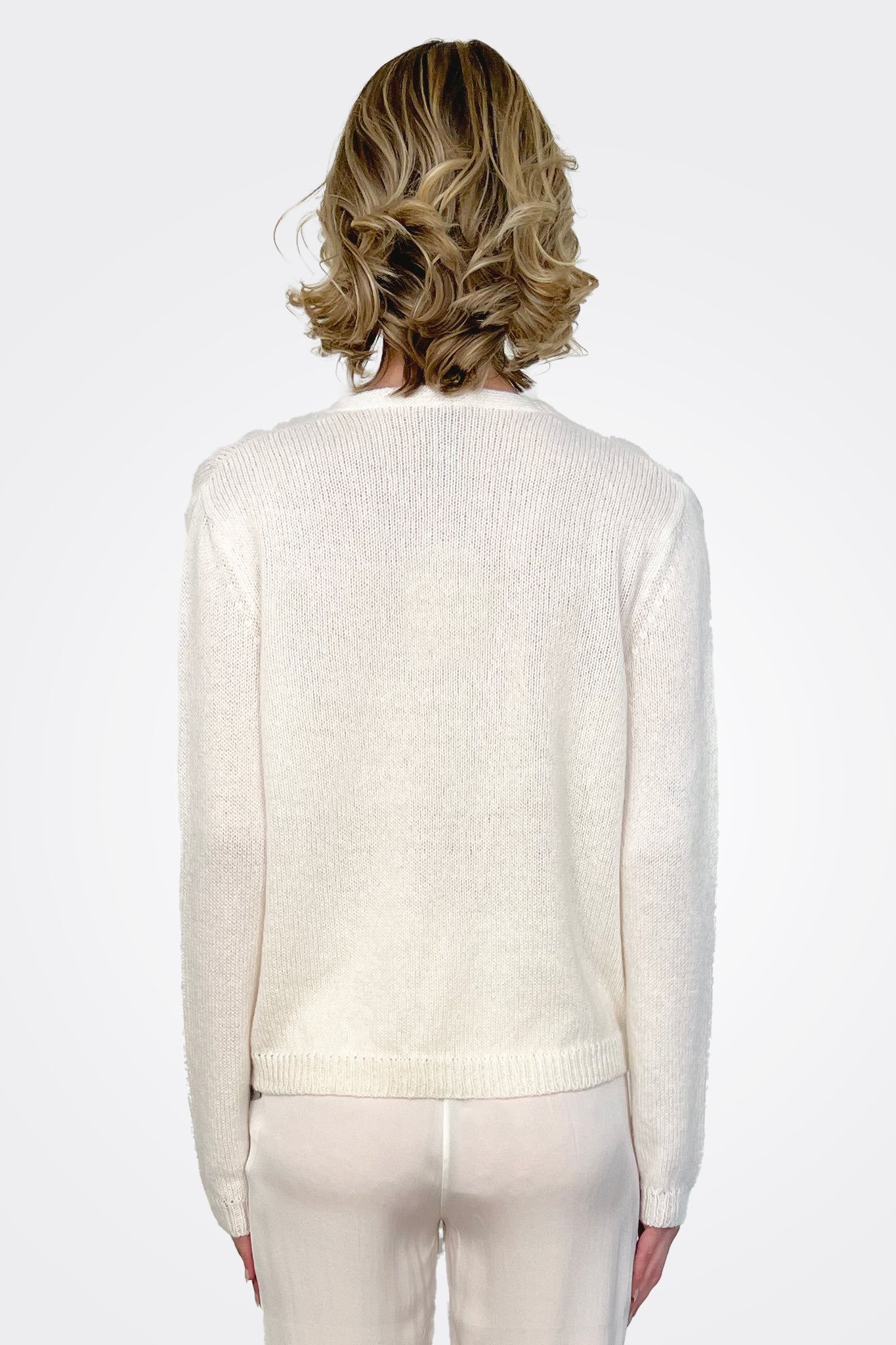Cashmere Cardigan - White by Private 0204 — view 3
