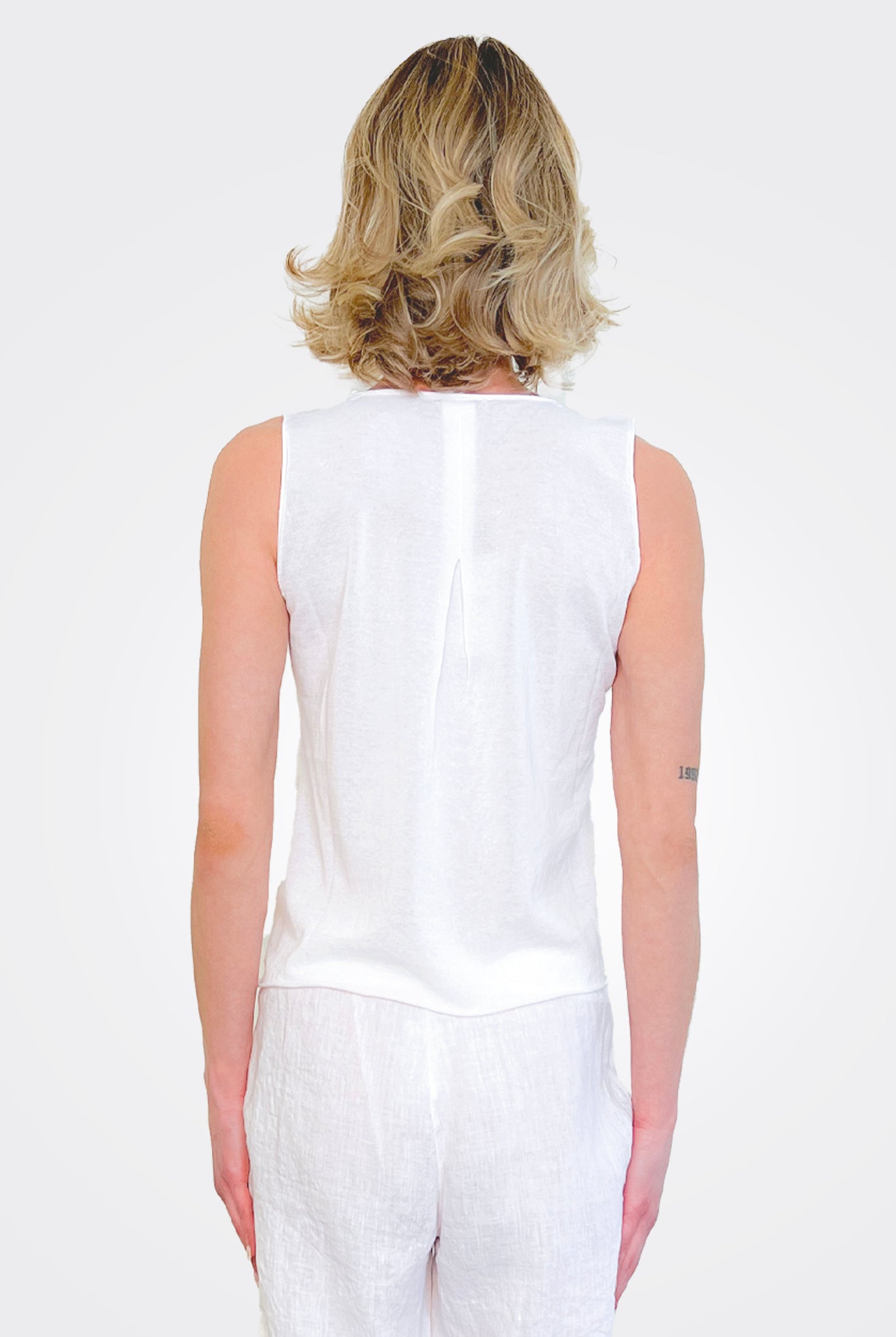 Round Neck Tank - White by Transit Par-Such — view 3