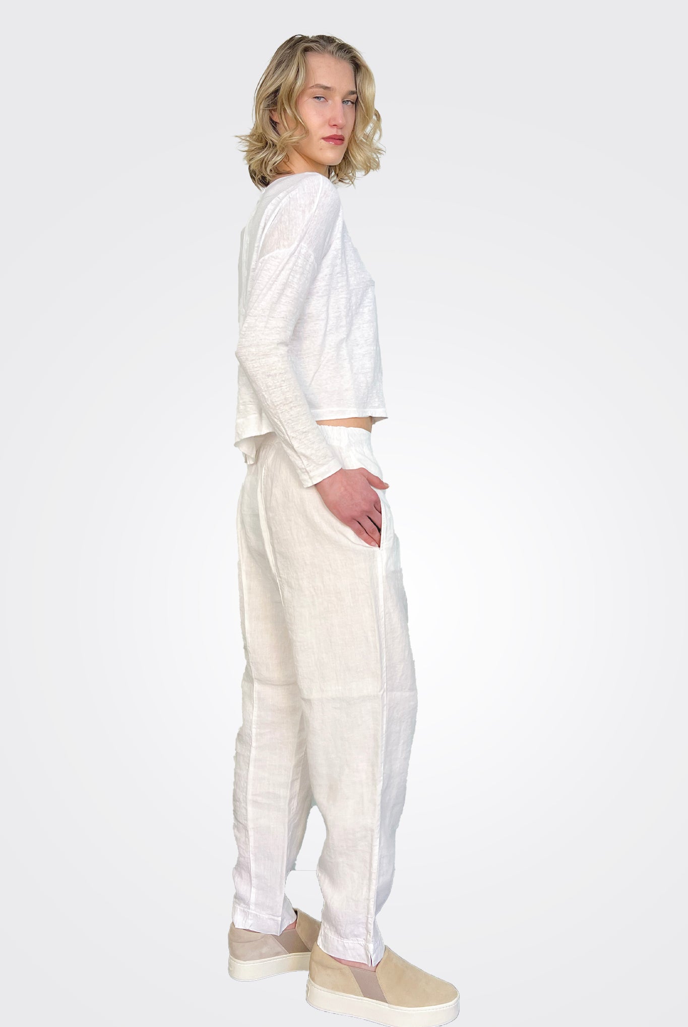 Linen Pocket Pants - White by Transit Par-Such — view 3