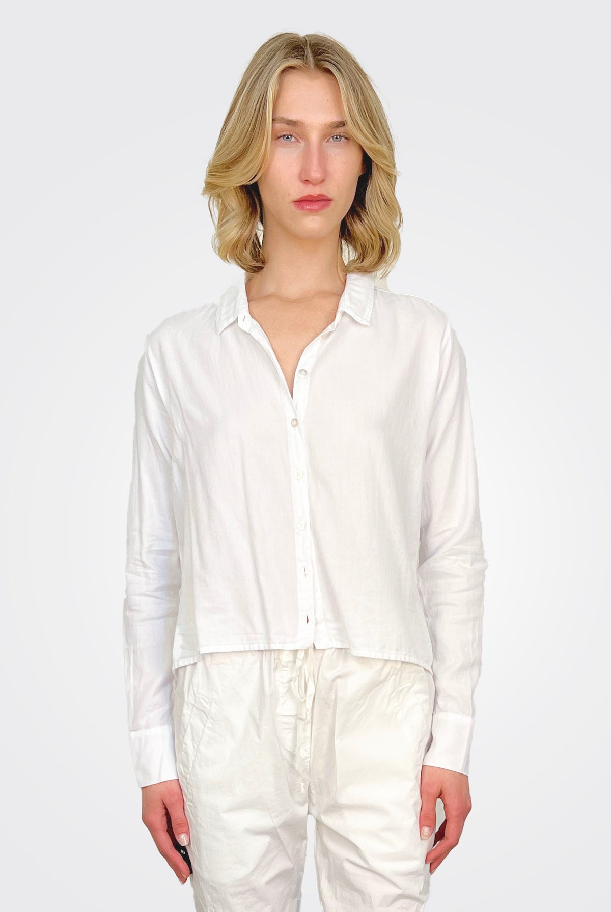 Cropped Cotton Button Down - White by Private 0204 | 25 South Boutiques