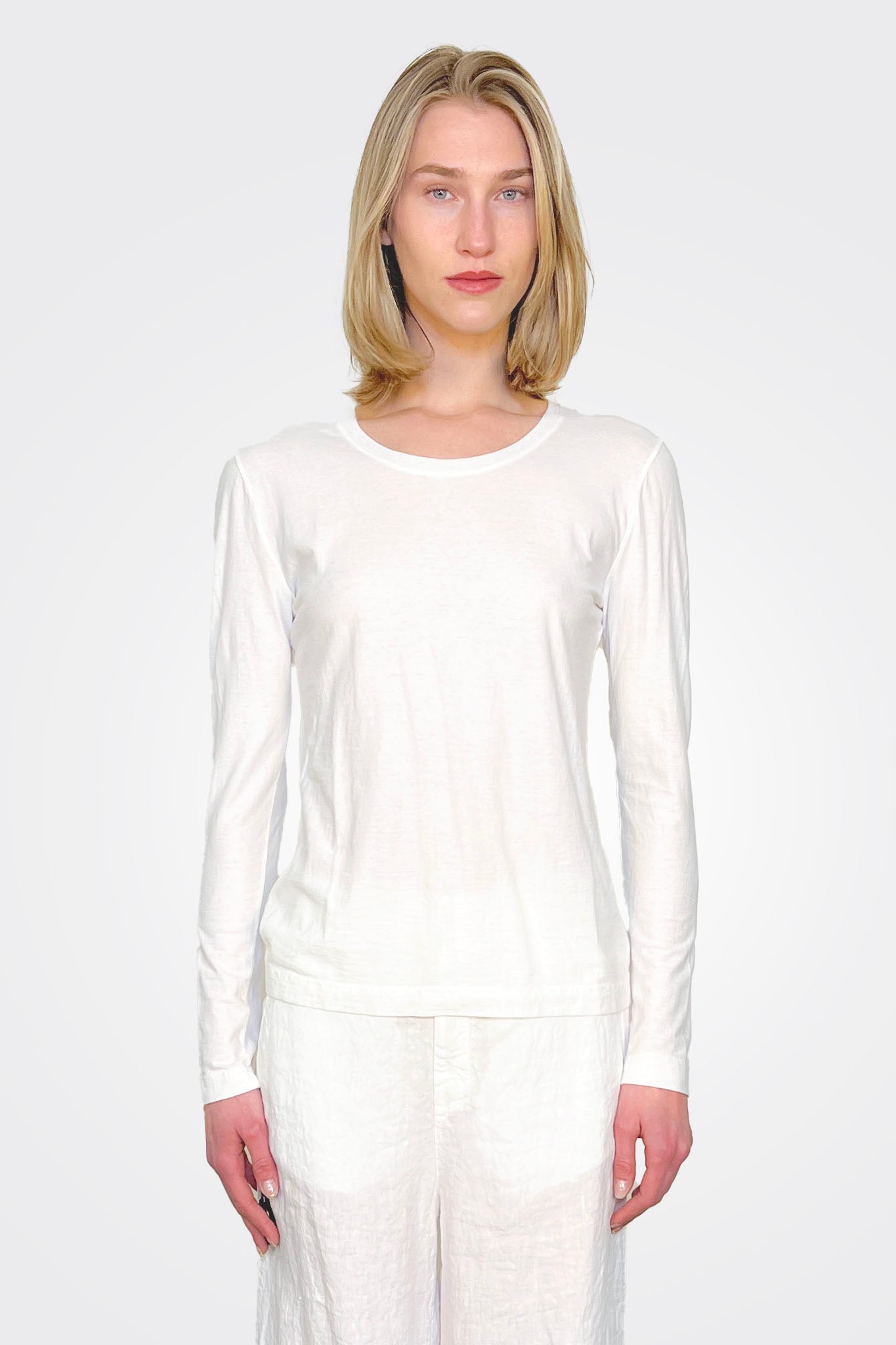 Long Sleeve Cotton Tee - White by Private 0204 | 25 South Boutiques
