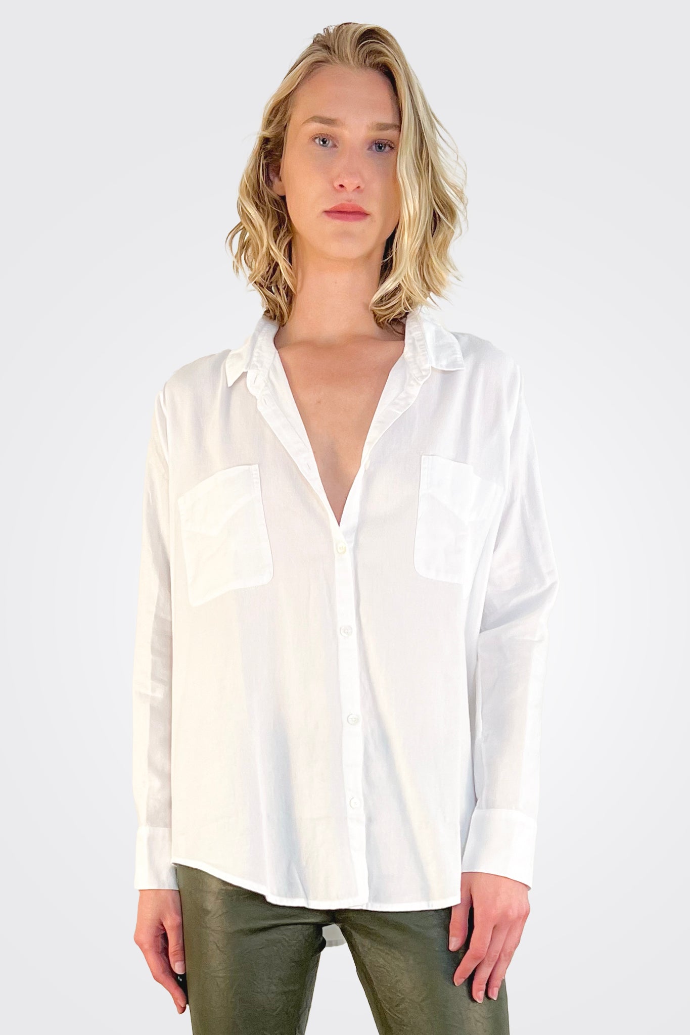 Cotton Pocket Detail Shirt - White by Private 0204 | 25 South Boutiques