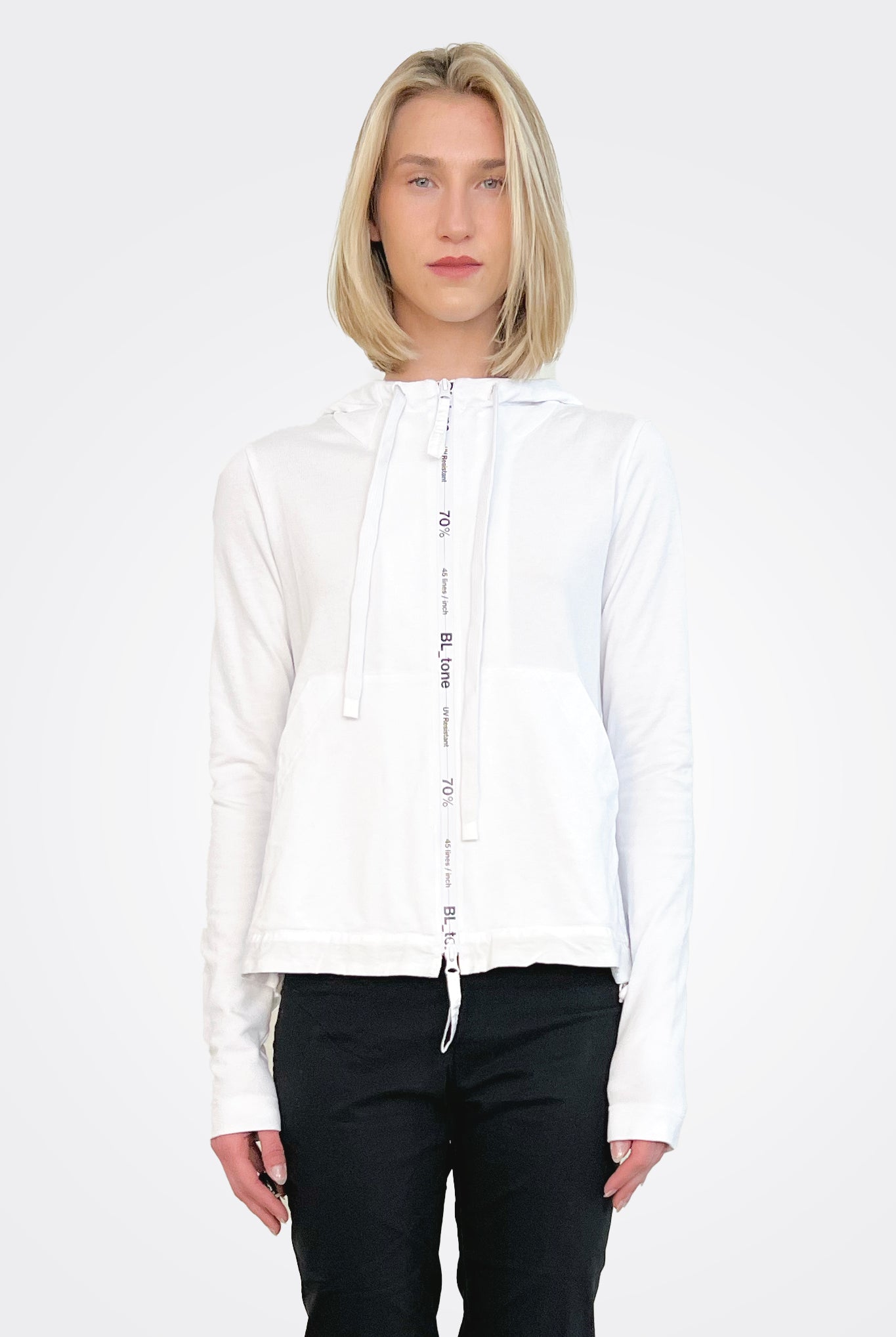 Graphic Zip Hooded Jacket - White by Rundholz | 25 South Boutiques
