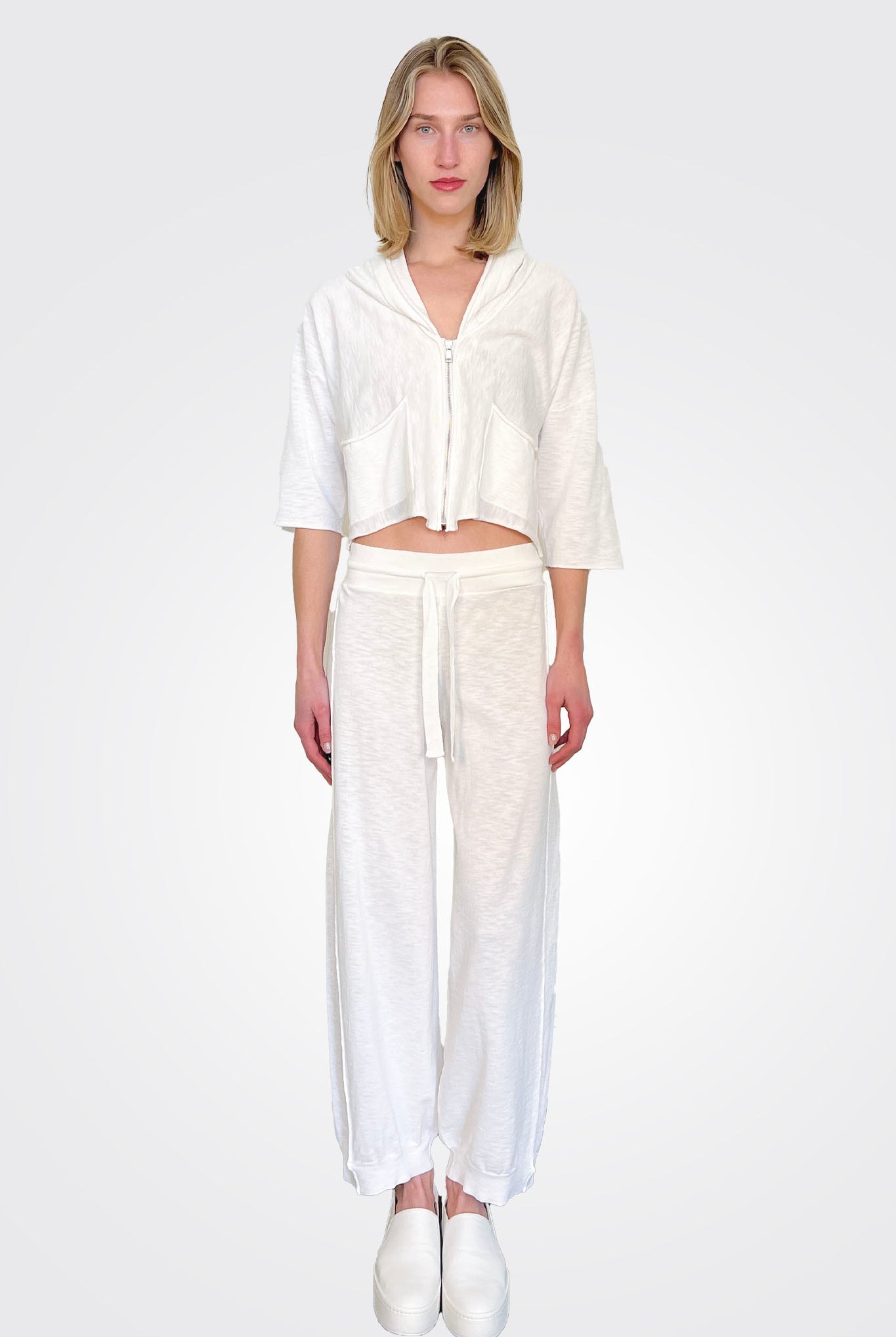 Comfort Fit Drawstring Trousers - White by Transit Par-Such | 25 South Boutiques