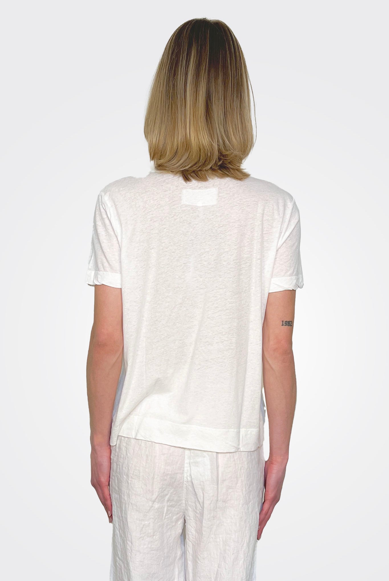 Short Sleeve Cotton Mix Shirt - White by Private 0204 — alternate view