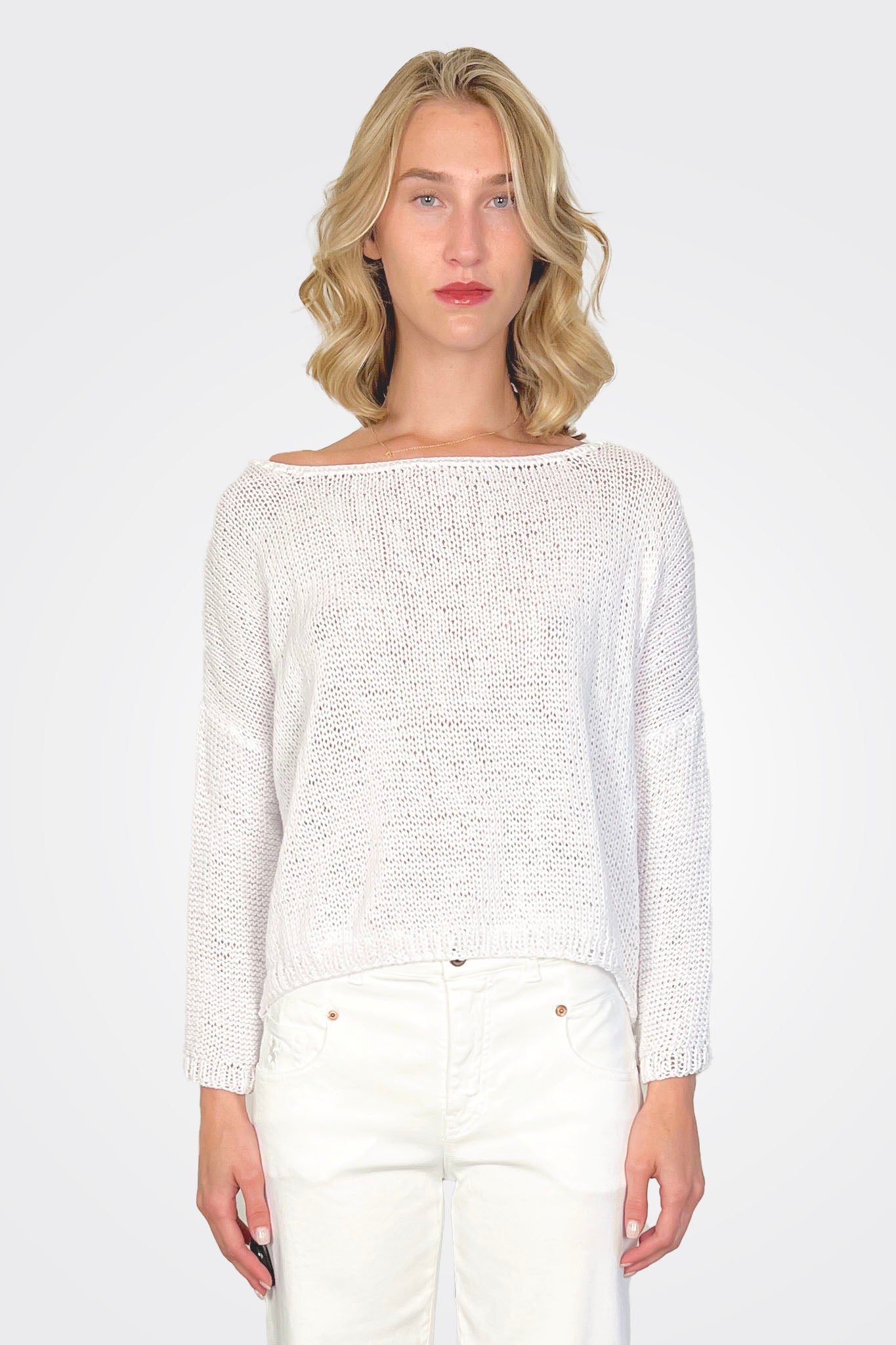 Hand Knitted Pullover Top - White by Umit Unal | 25 South Boutiques