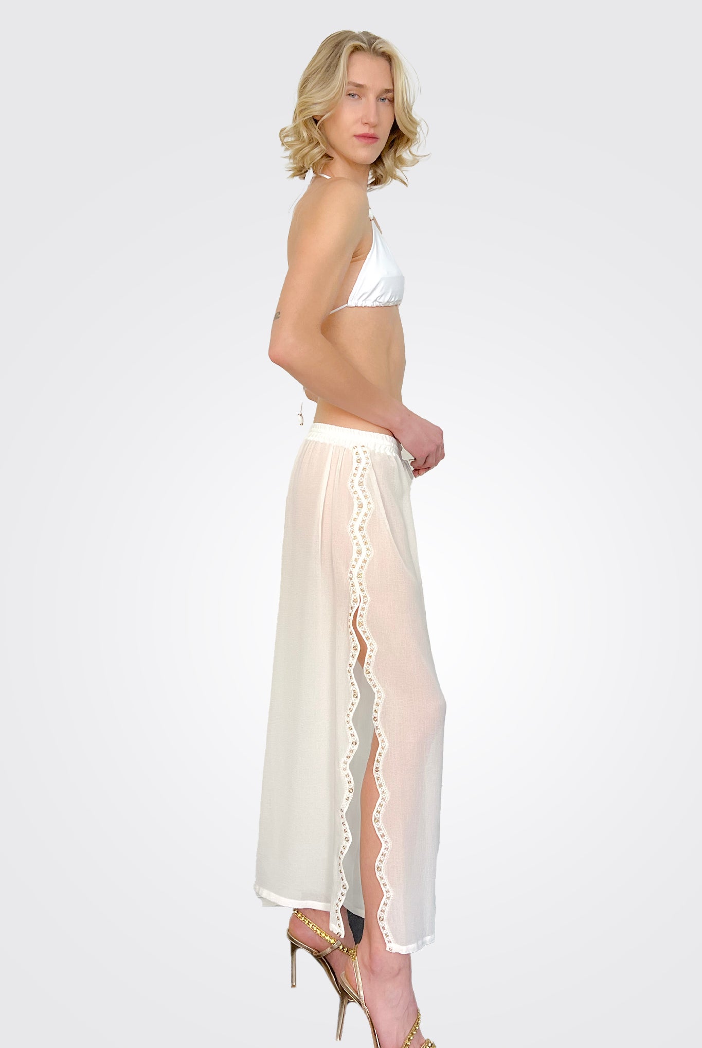 Shelby Tassel Coverup Pants - White by Ramy Brook — alternate view
