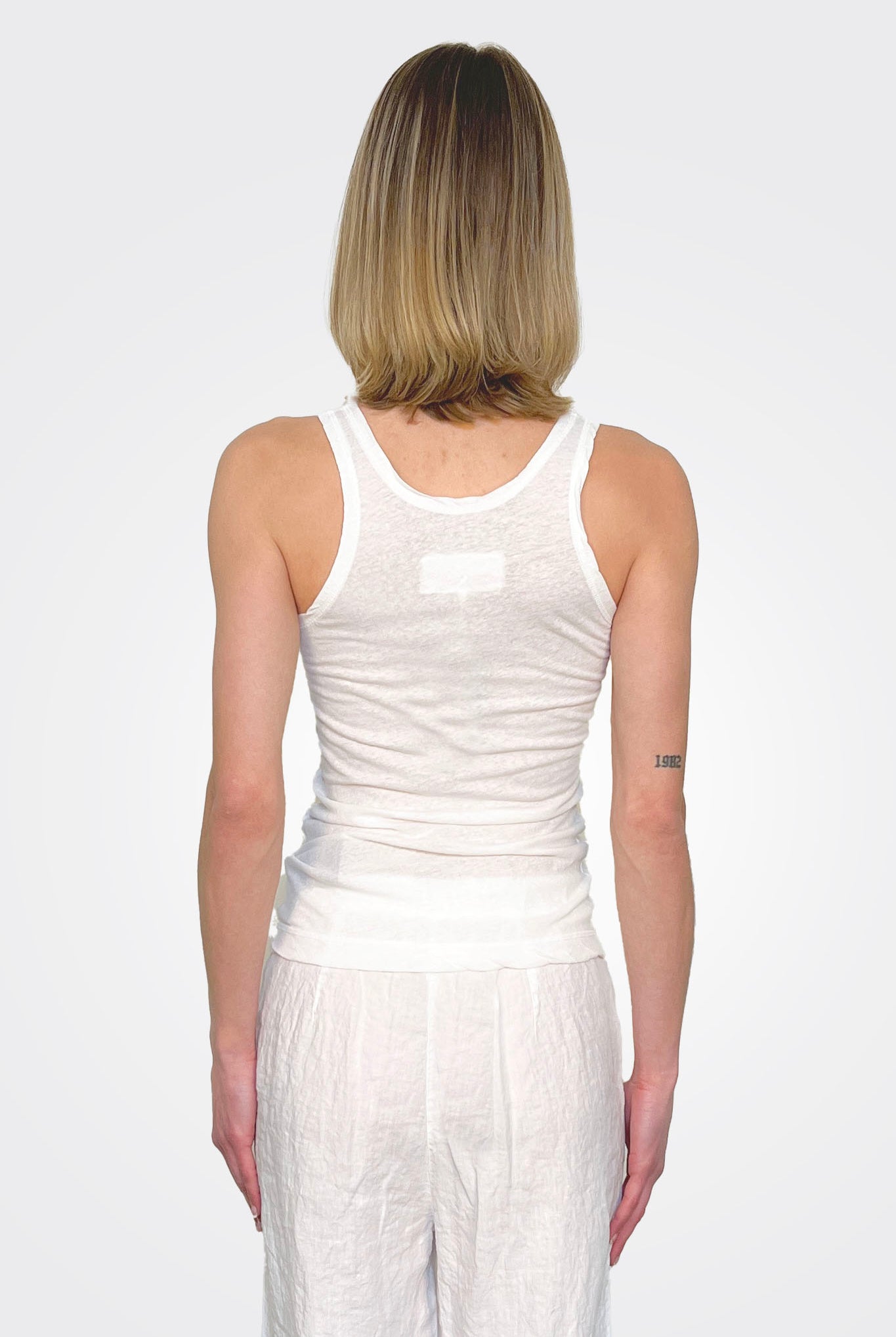 Cotton Mix Tank - White by Private 0204 — alternate view