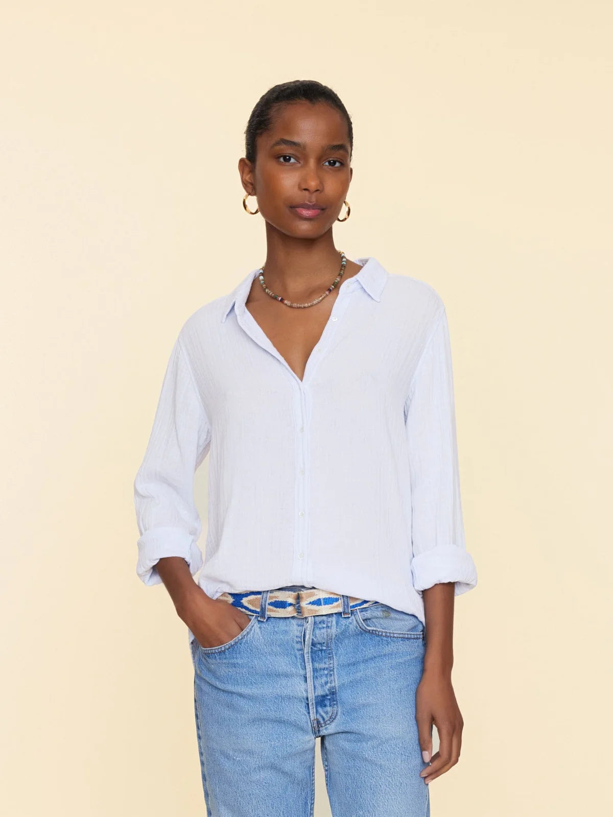 Scout Gauze Shirt - Pale Sky by Xirena | 25 South Boutiques