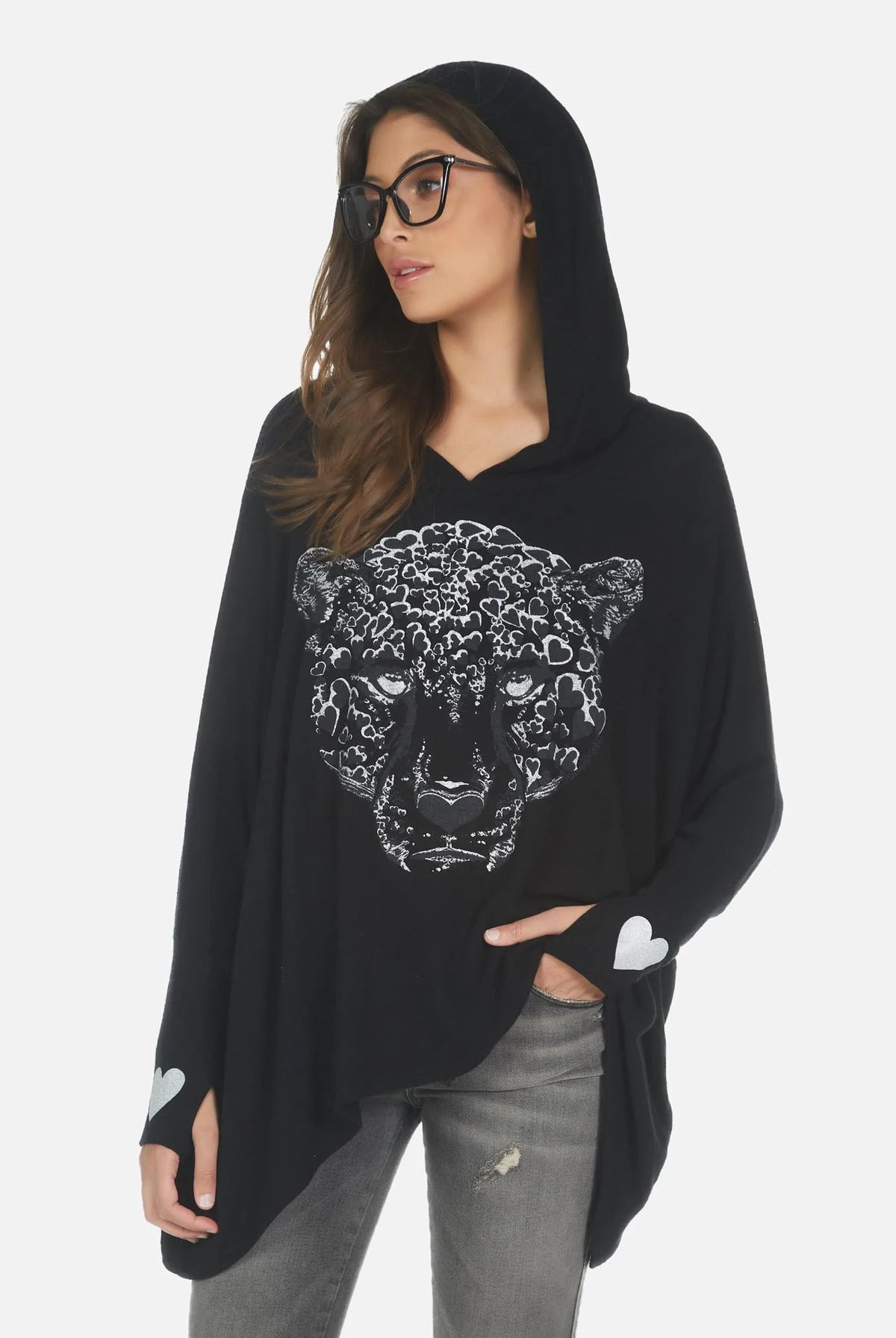Wilma Hooded Pullover - Heart Leopard by Lauren Moshi | 25 South Boutiques