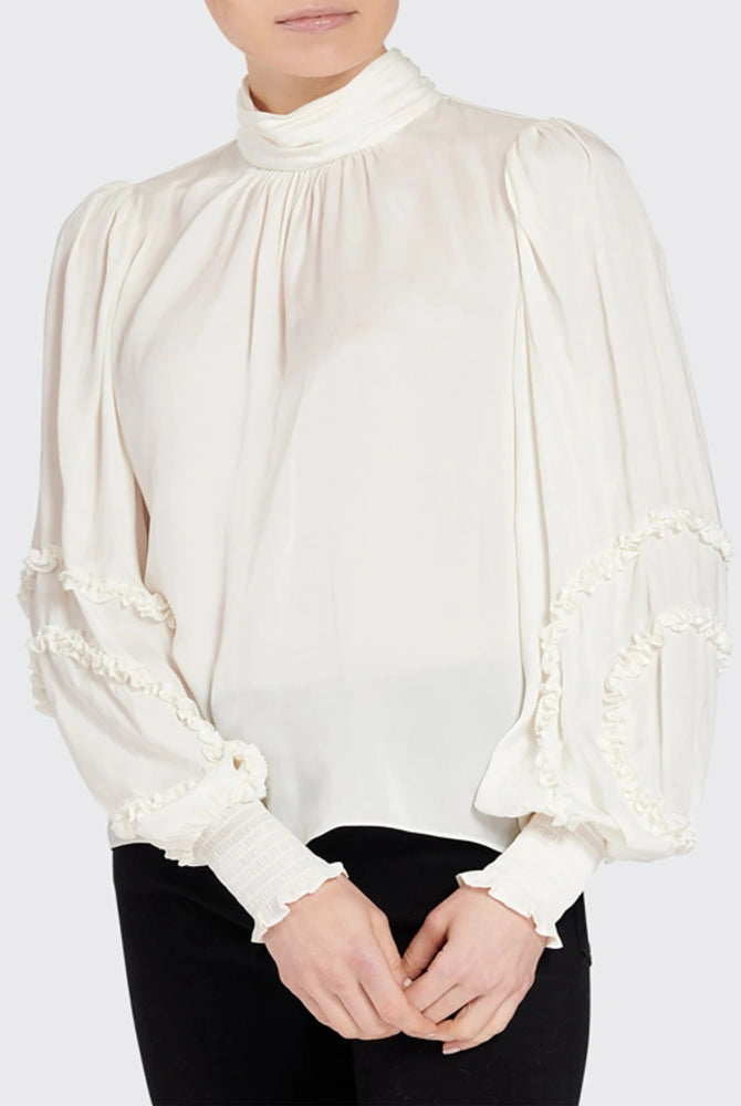 Carissa Mock Neck Blouse - Cream by Ramy Brook | 25 South Boutiques