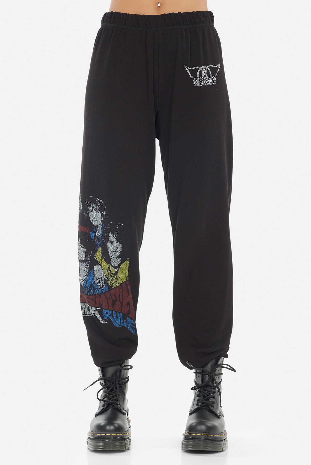Tanzy Vintage Aerosmith Boyfriend Sweatpant - Black by Lauren Moshi | 25 South Boutiques