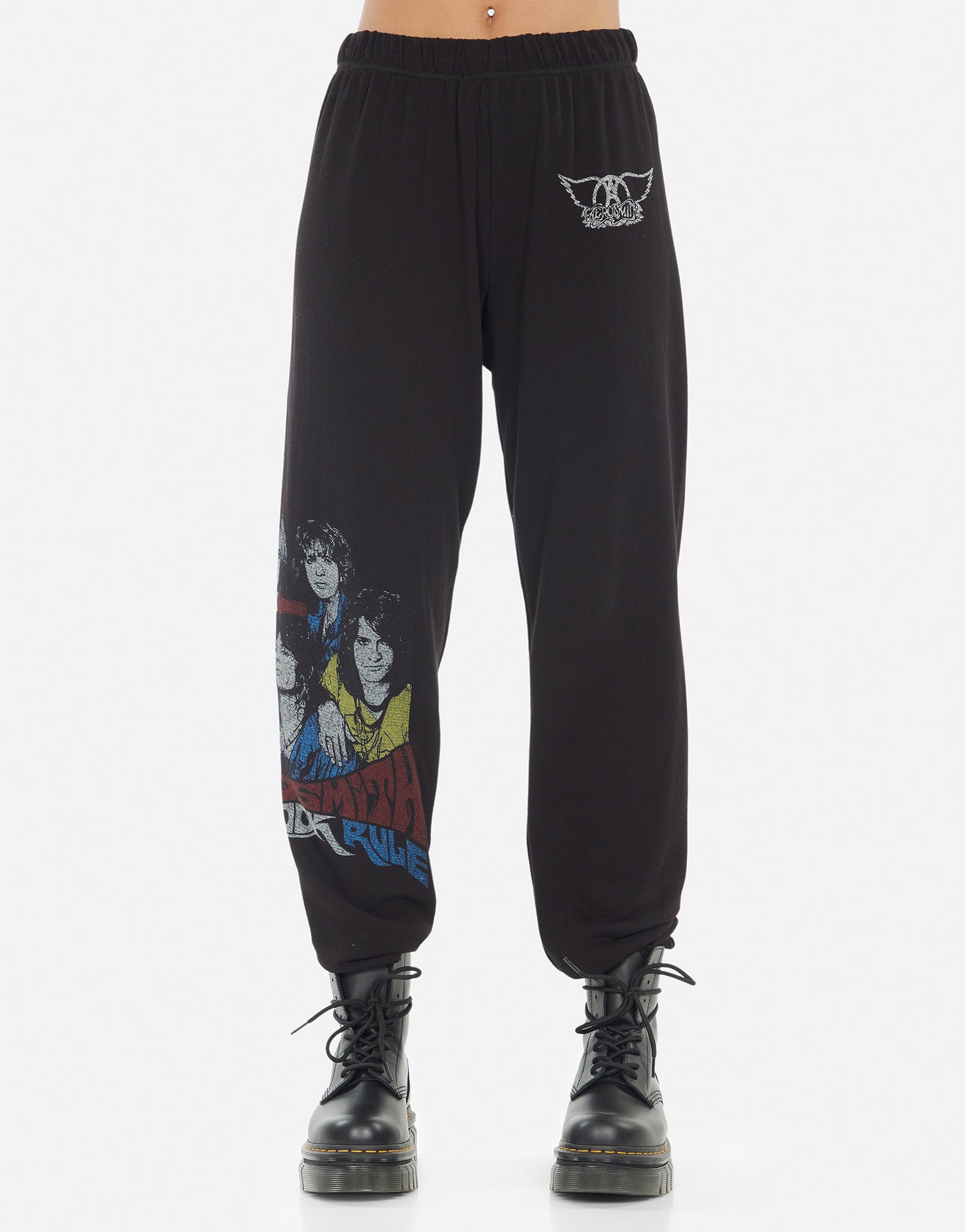 Tanzy Vintage Aerosmith Boyfriend Sweatpant - Black by Lauren Moshi | 25 South Boutiques