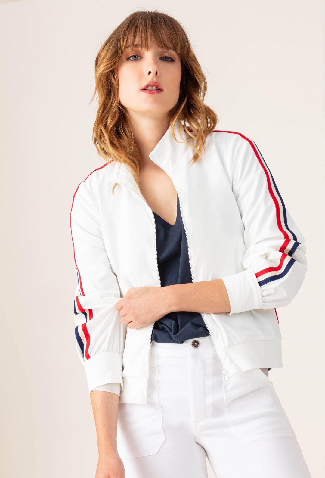 Serena Tech Jersey Jacket - Blanc by Indies | 25 South Boutiques