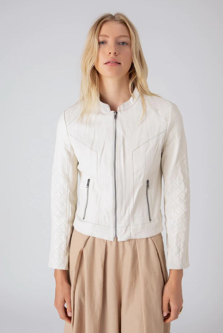 Quilted Washed Leather Jacket - Pearl by Burning Torch | 25 South Boutiques