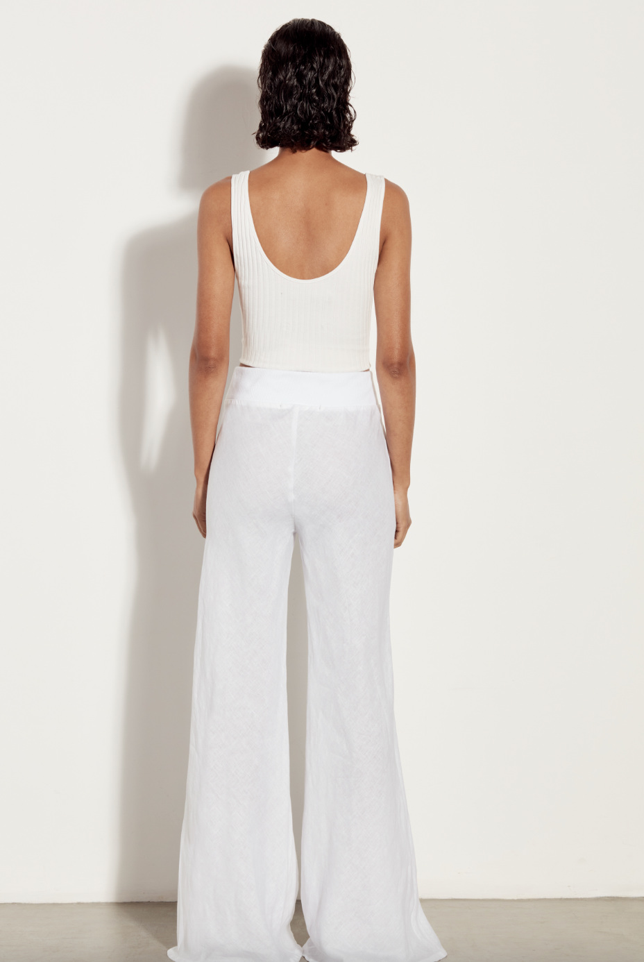 Linen Wide Leg Pant - White by Enza Costa — alternate view