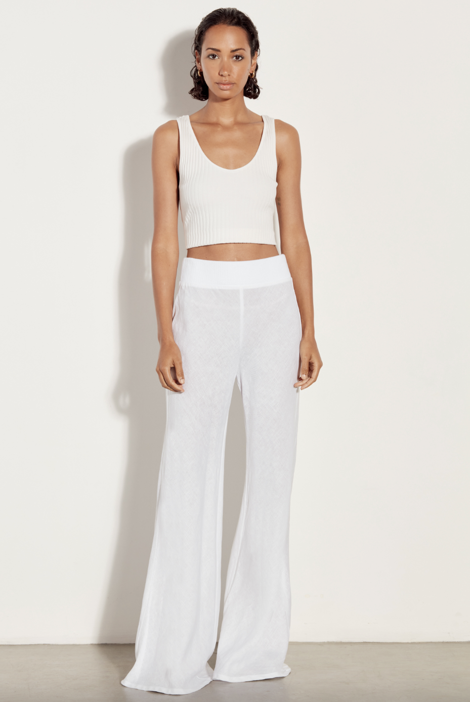 Linen Wide Leg Pant - White by Enza Costa | 25 South Boutiques