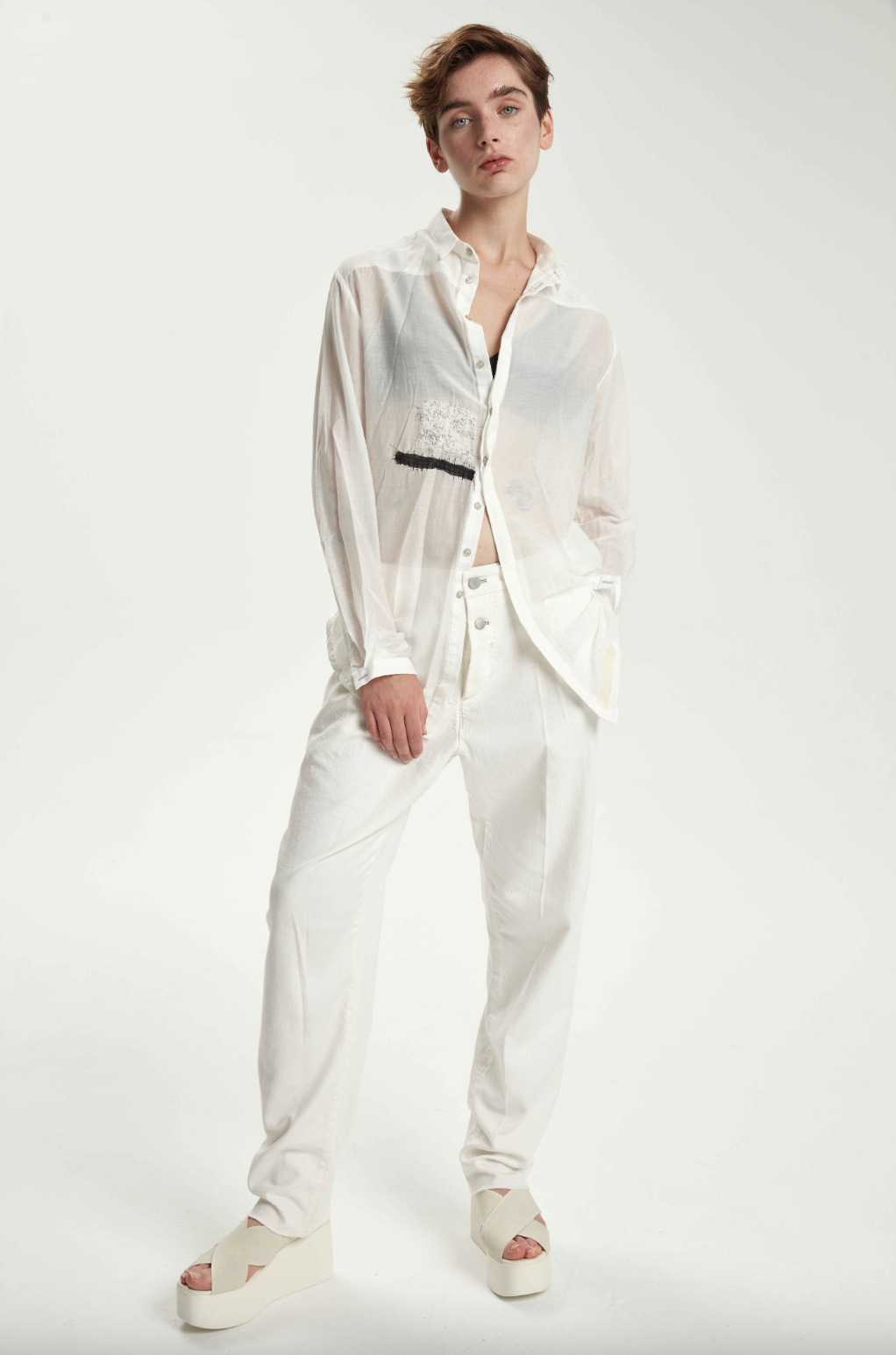 Cotton & Silk Voile Shirt - Original Off White by Umit Unal — view 4
