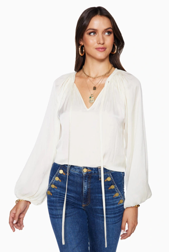 Shiny Paris Long Sleeve Blouse - Cream by Ramy Brook | 25 South Boutiques