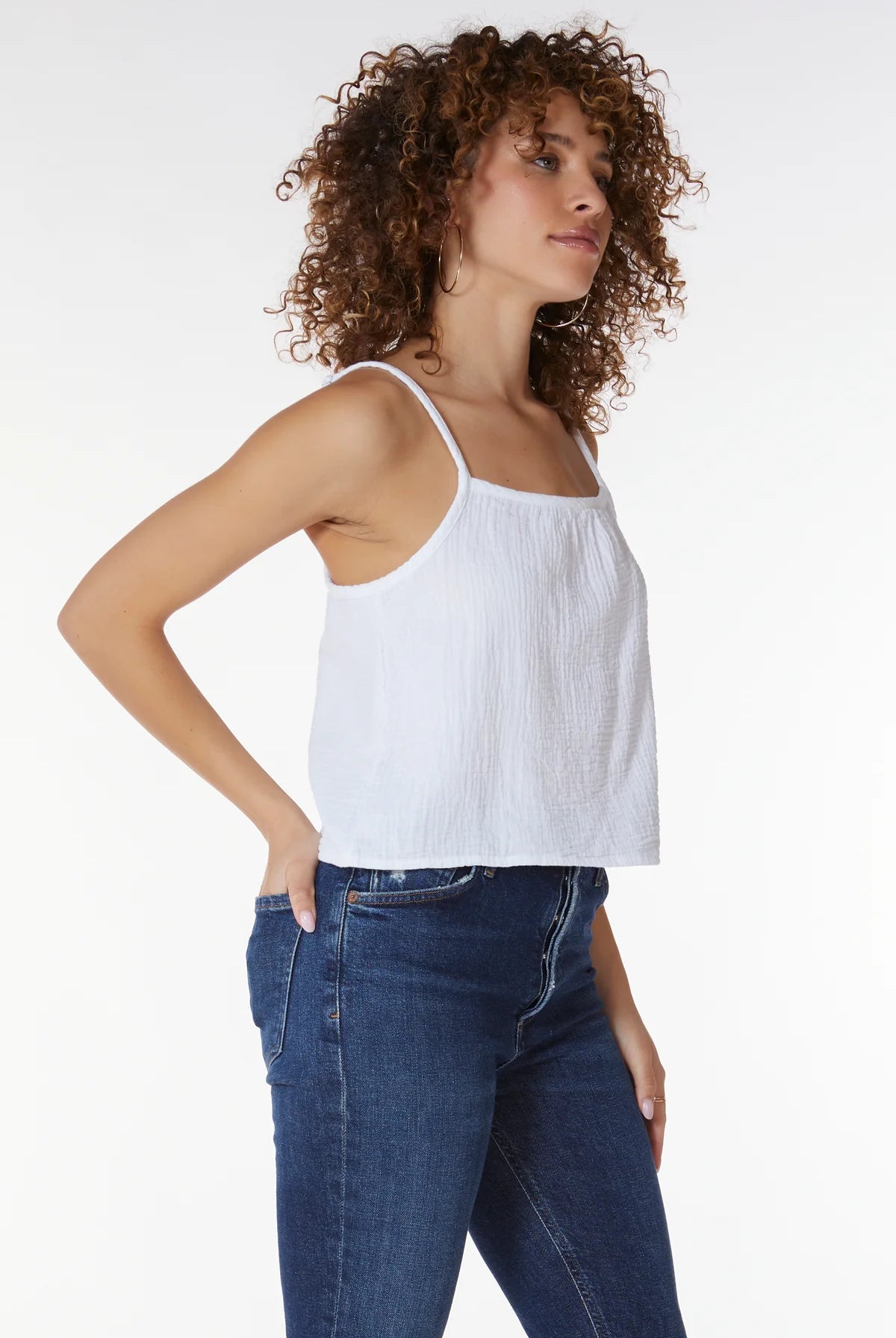 Spaghetti Strap Tank - White by Bobi — alternate view