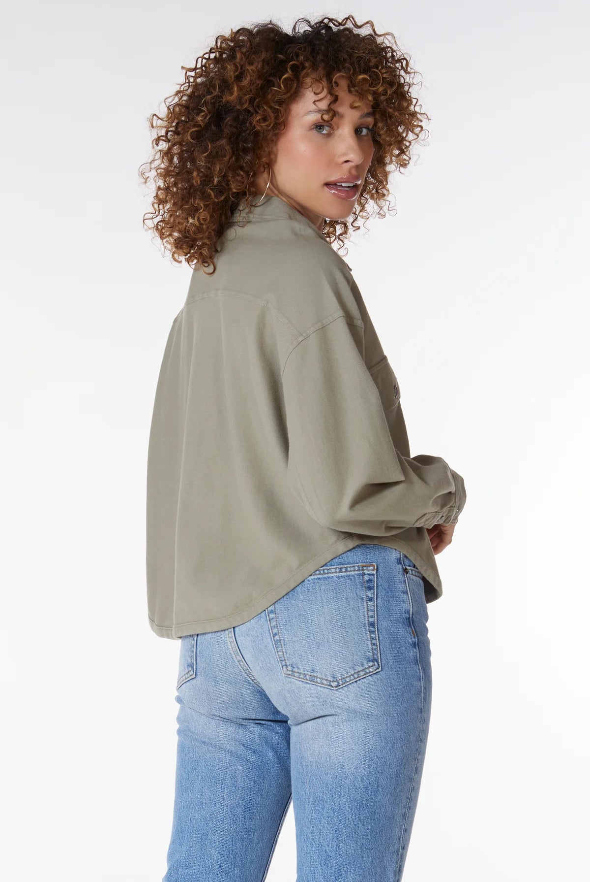 Knit Twill Shirt Jacket - Basil by Bobi — view 4