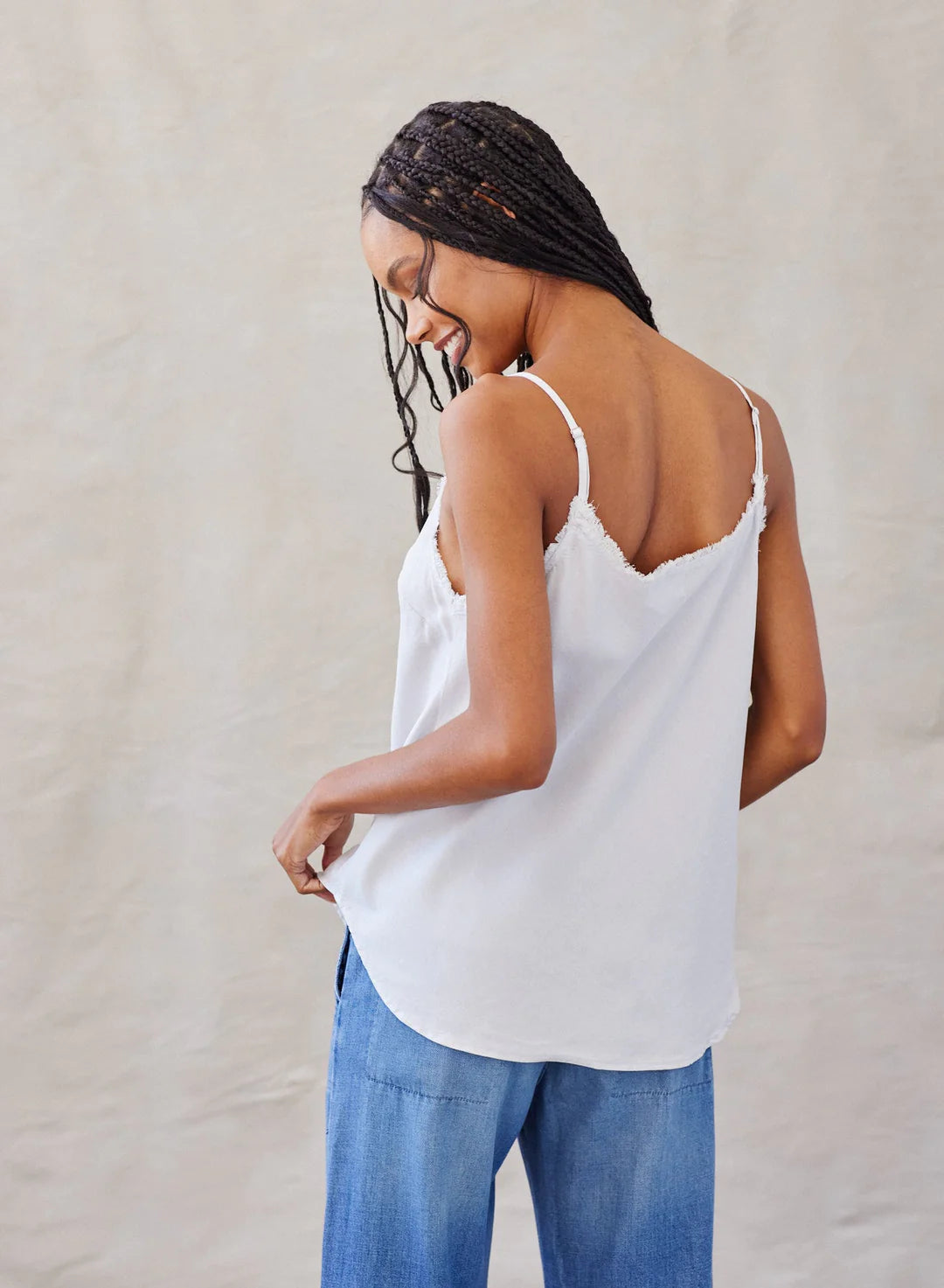 Frayed Edge Camisole - Foggy Sky by Bella Dahl — view 3