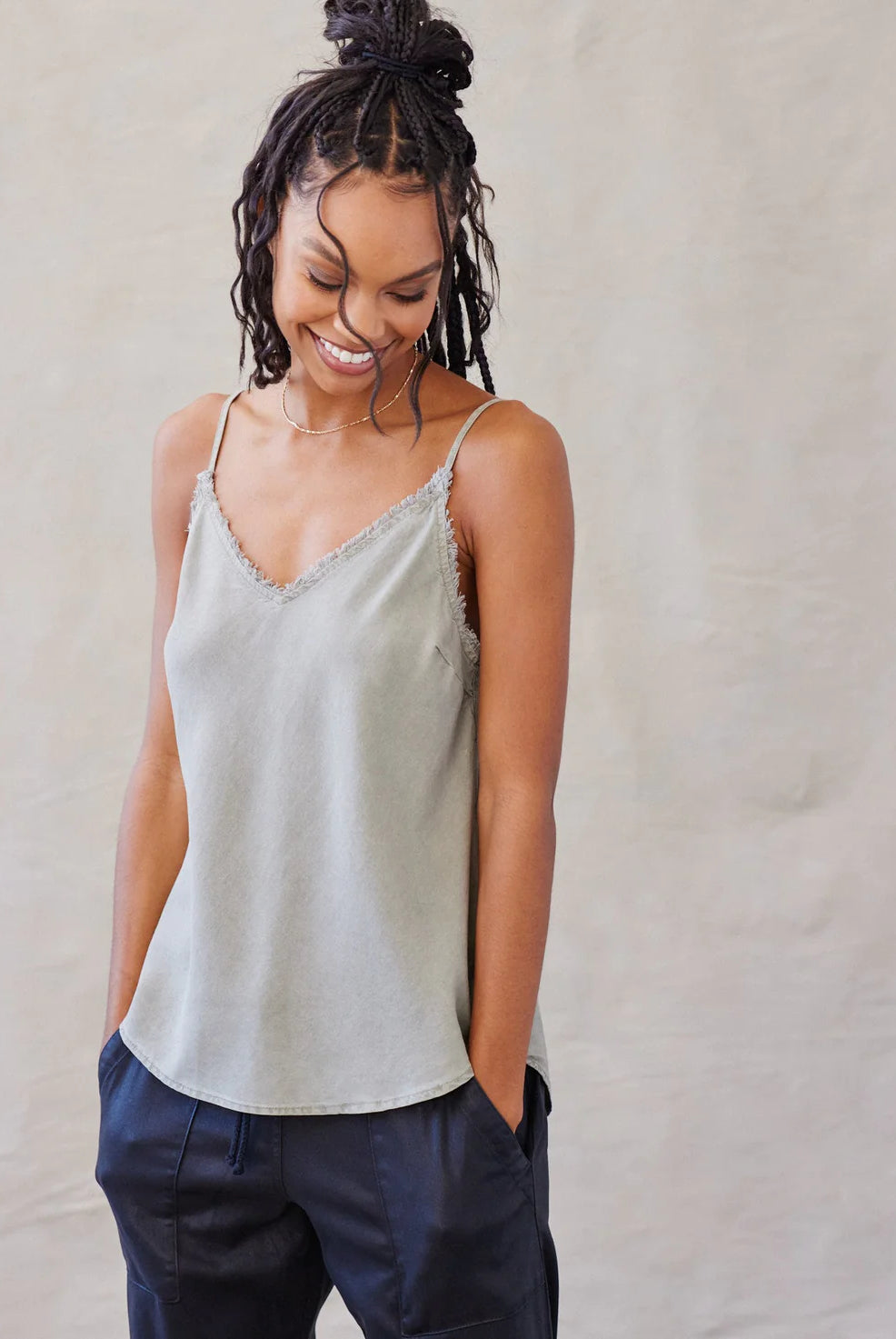 Frayed Edge Camisole - Soft Army by Bella Dahl | 25 South Boutiques