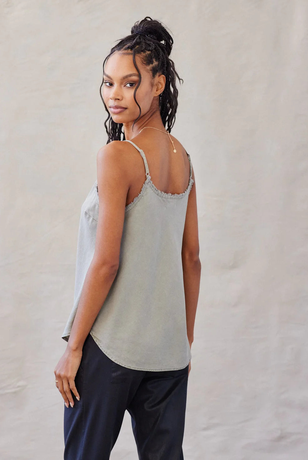 Frayed Edge Camisole - Soft Army by Bella Dahl — alternate view