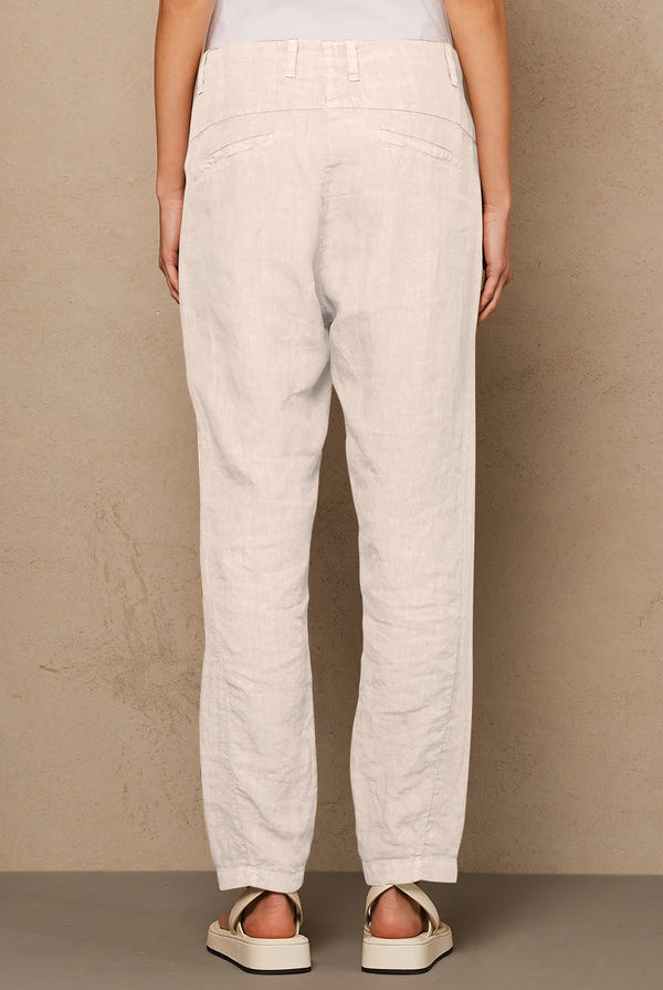 Regular Fit Linen Trousers - Ivory by Transit Par-Such — view 3