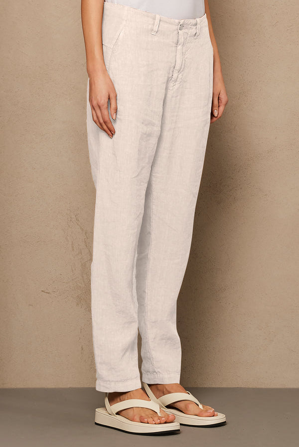 Regular Fit Linen Trousers - Ivory by Transit Par-Such — view 4