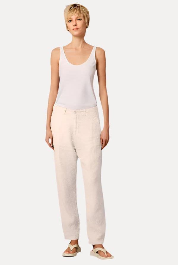 Regular Fit Linen Trousers - Ivory by Transit Par-Such | 25 South Boutiques