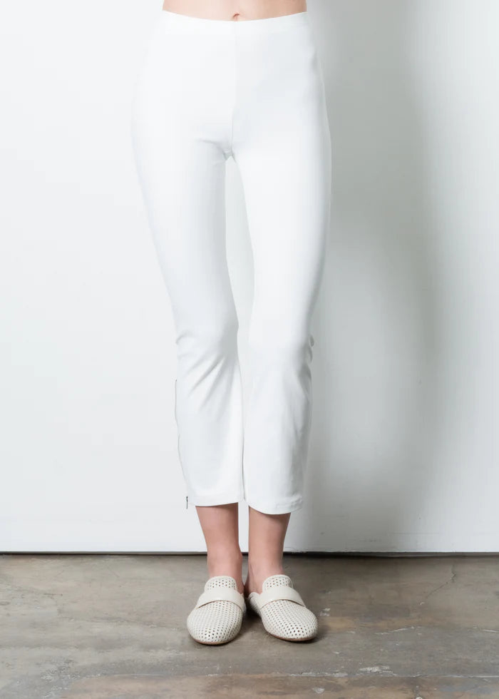 Mitra Cropped Side Zip Legging - White by Elaine Kim | 25 South Boutiques