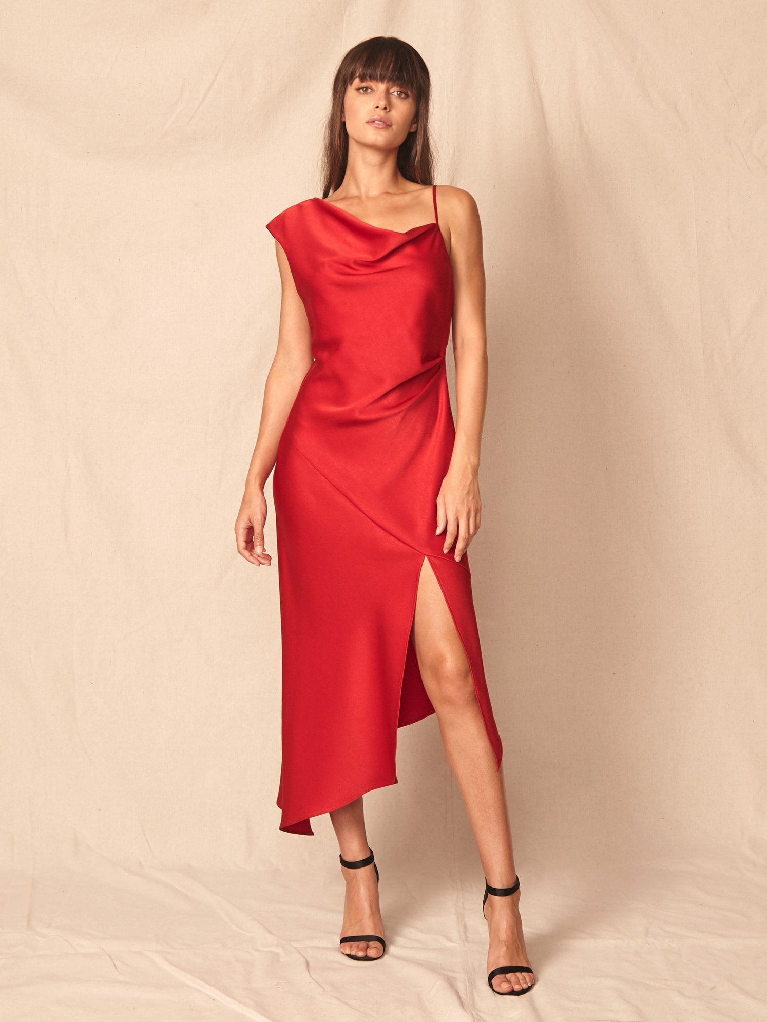 Everly Satin Dress - Red by Allen Schwartz | 25 South Boutiques