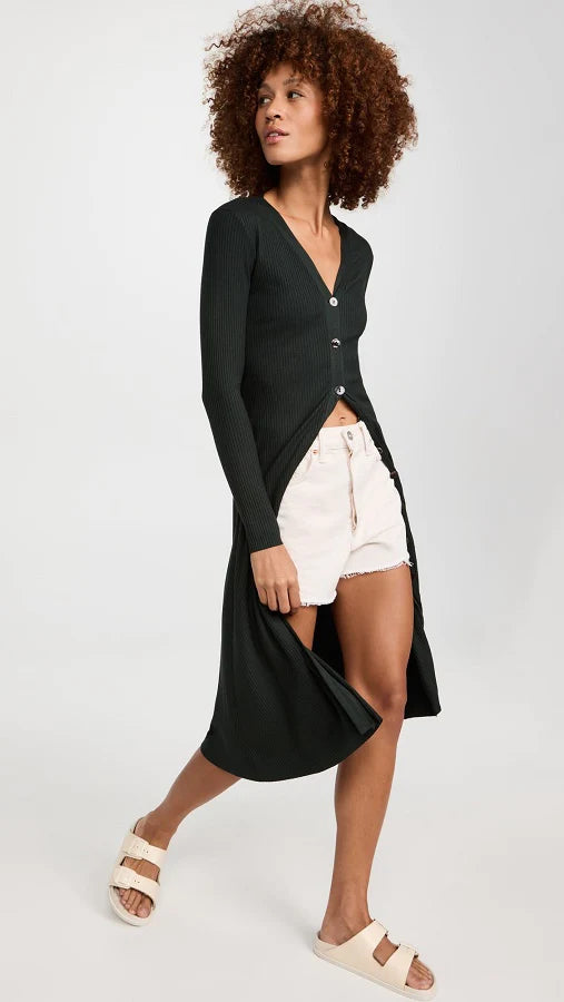 A Coste Flare Cardigan Dress - Dark Cedar — alternate view