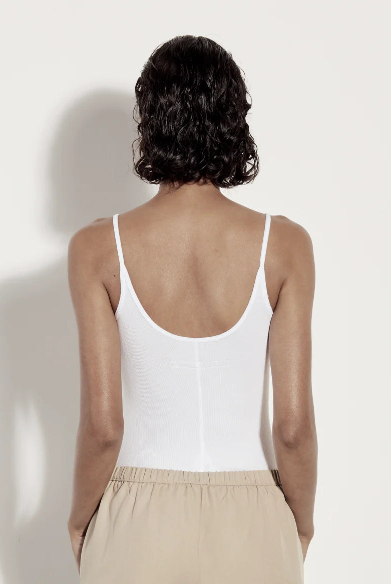 Stretch Silk Knit Rib Essential Tank - White by Enza Costa — alternate view