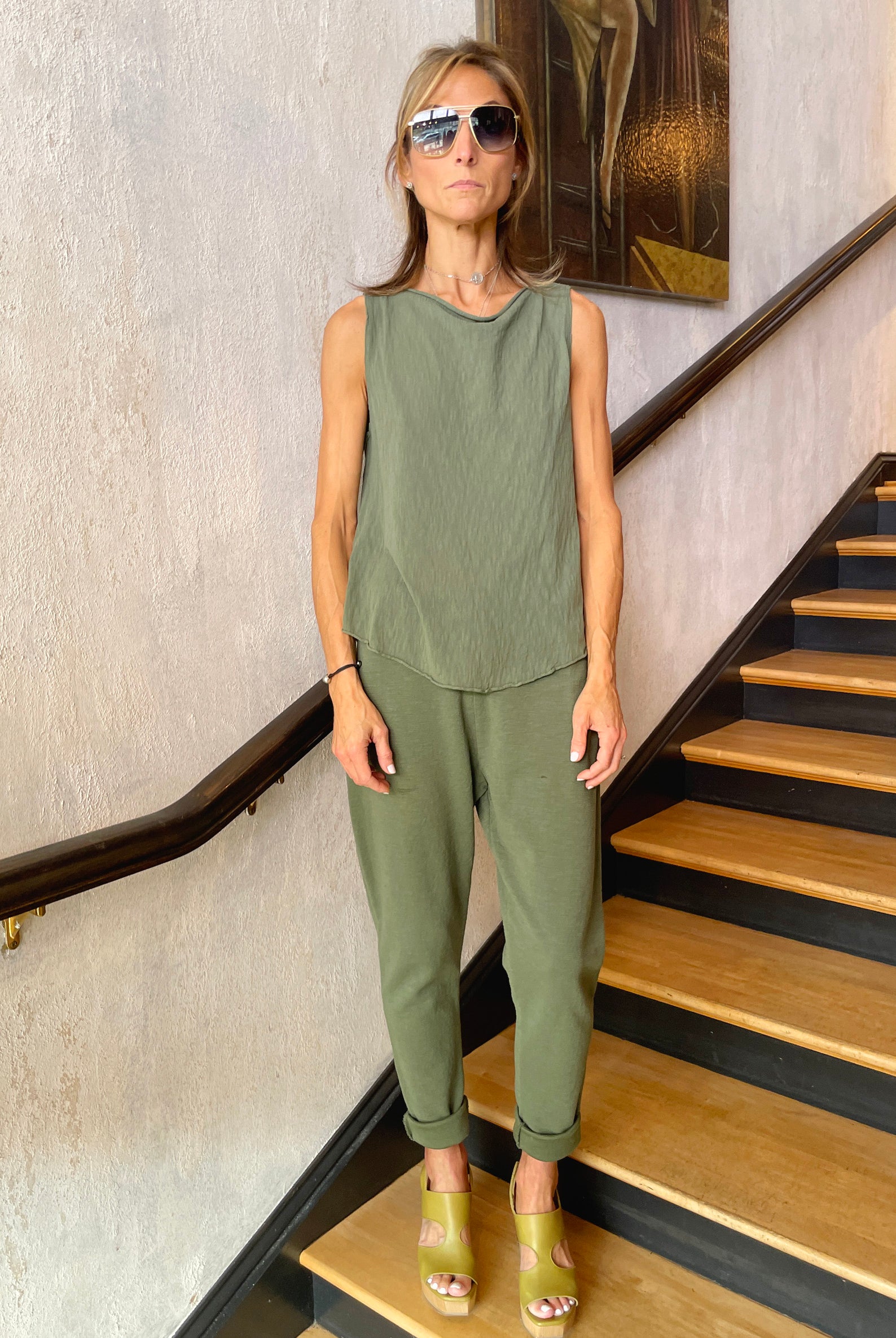 Shot Cotton Knitted Top - Green by Transit Par-Such — view 3