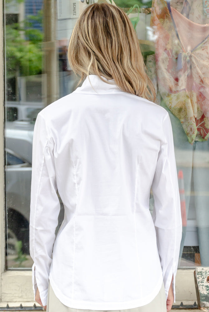 Strech Cotton High Neck Shirt - White by Transit Par-Such — view 6